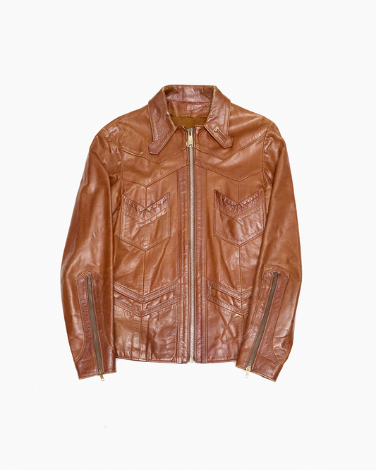 Vintage 1970s East West Musical Instruments Company Leather Jacket