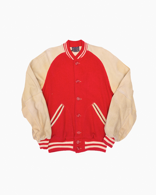 Vintage 1950s Red and Cream Varsity Jacket