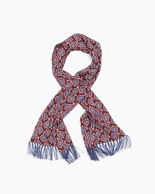 Burgundy Paisley Fringed Scarf