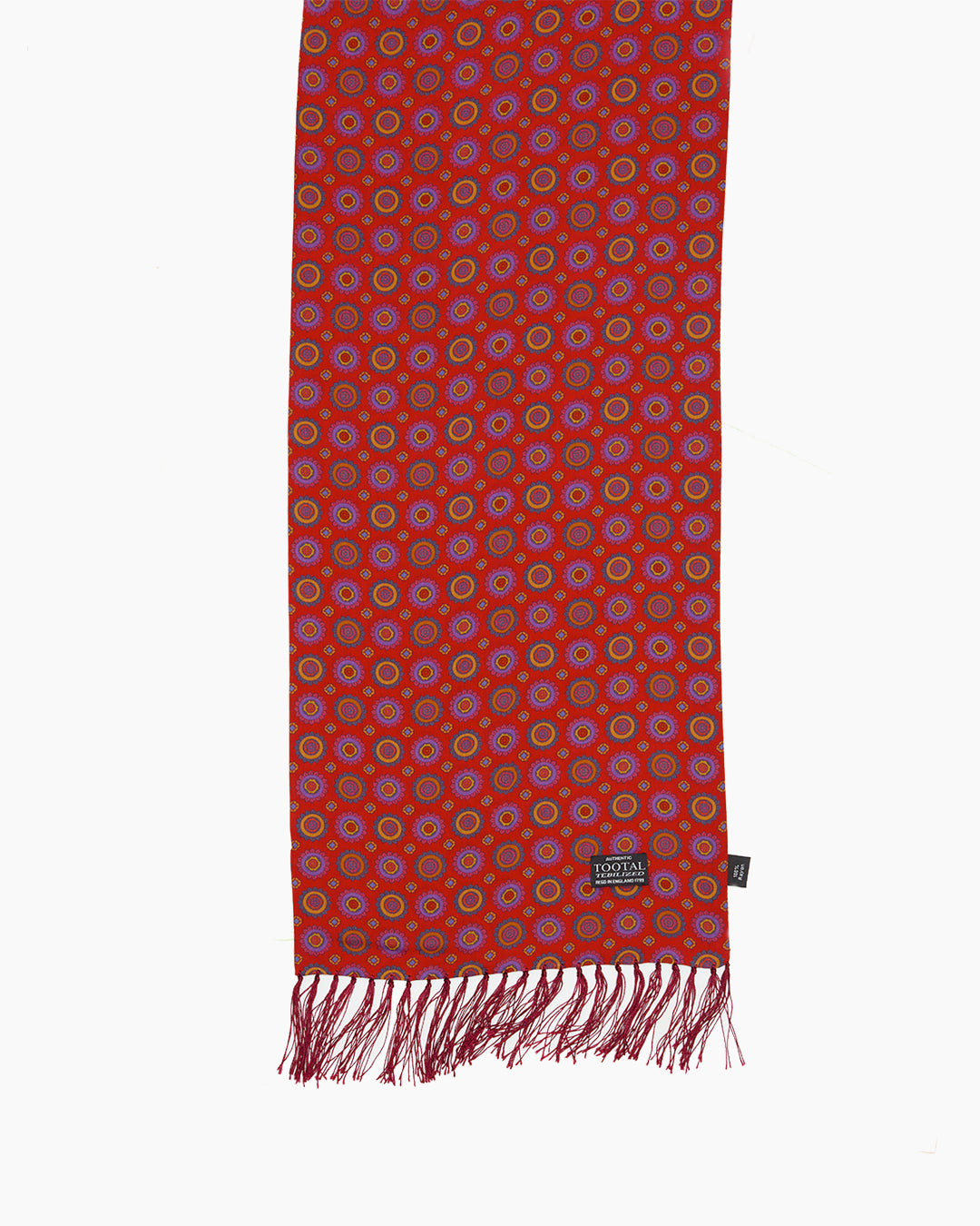 Rich Red Geometric Design Fringed Scarf