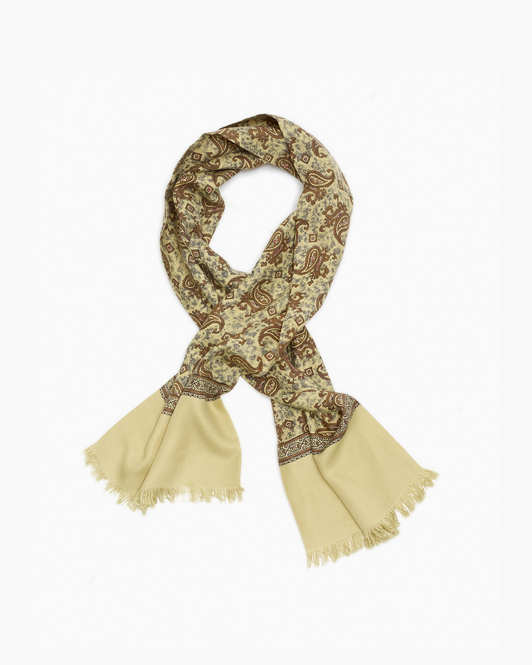 Vintage Yellow & Gold Paisley Scarf