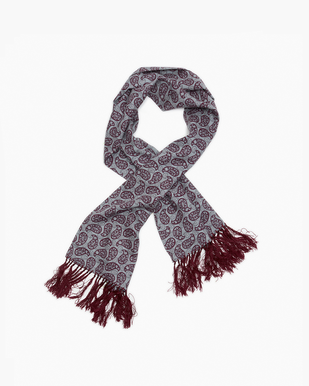 Vintage Light Blue & Burgundy Paisley Scarf