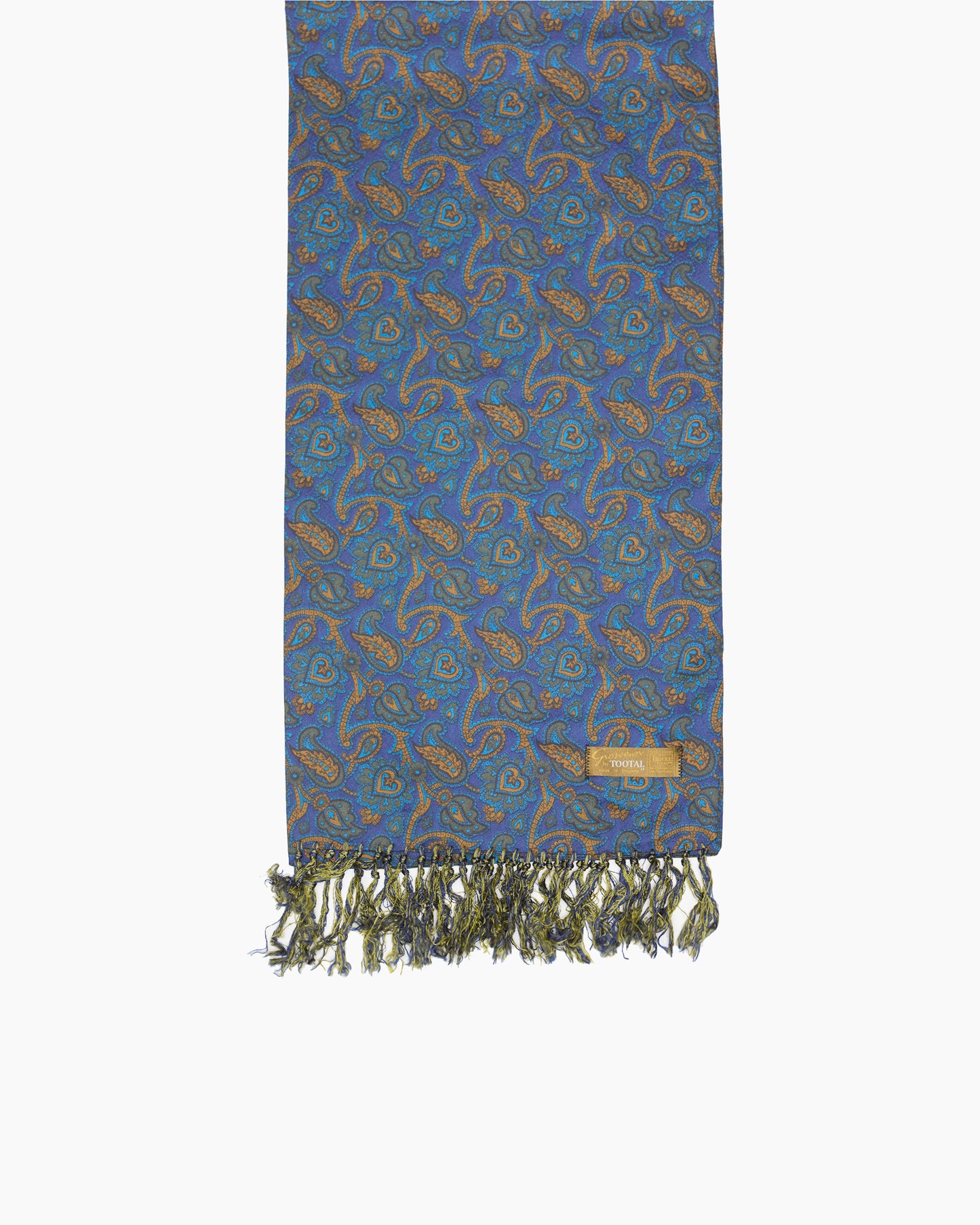 Vintage Royal Blue & Gold Paisley Scarf