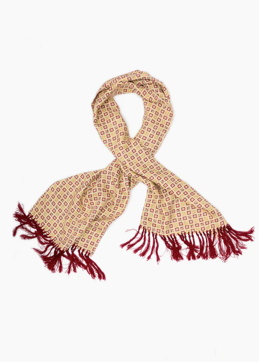 Vintage Mustard Square Patterned Scarf