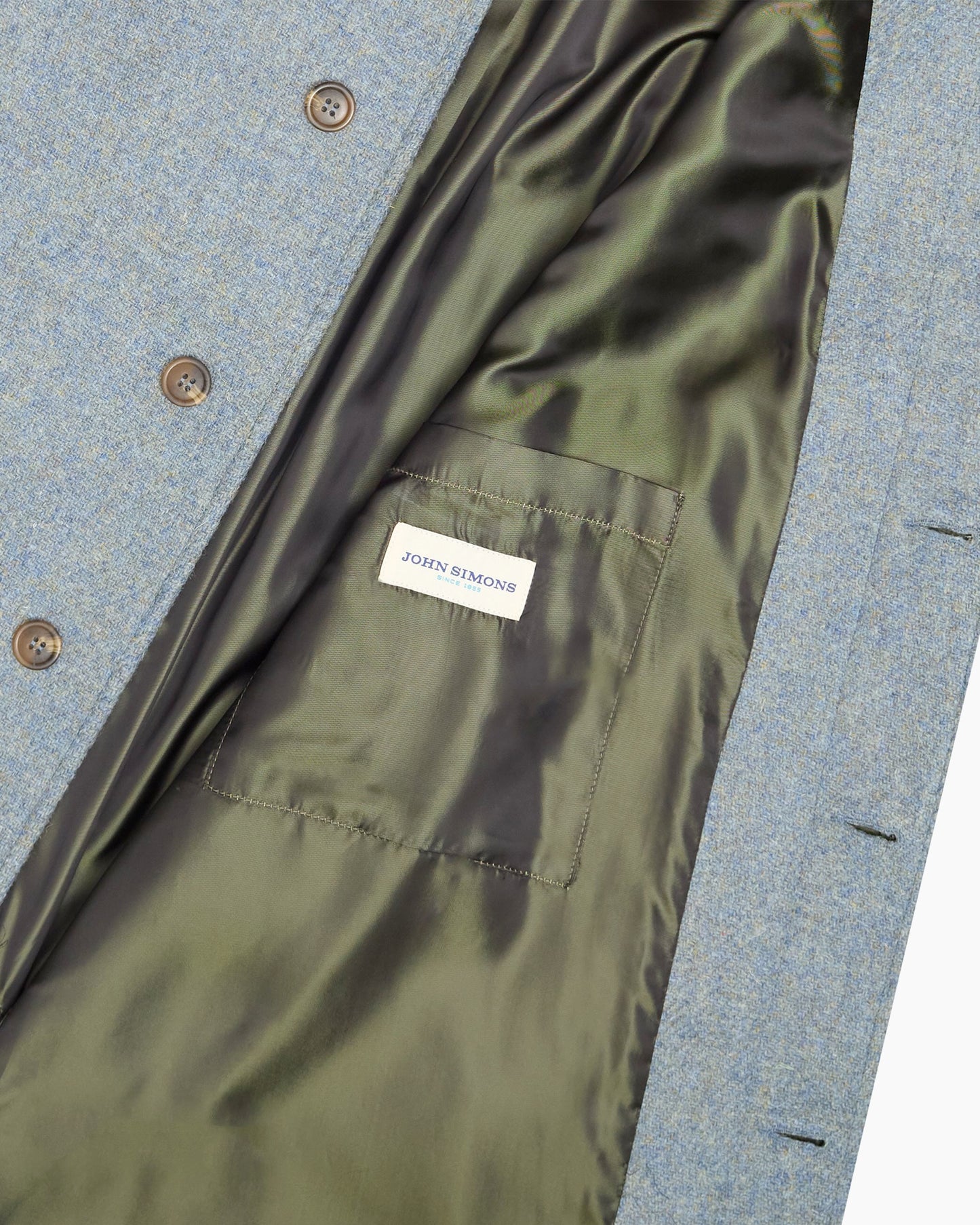 Archive Blue Harris Tweed Overcoat