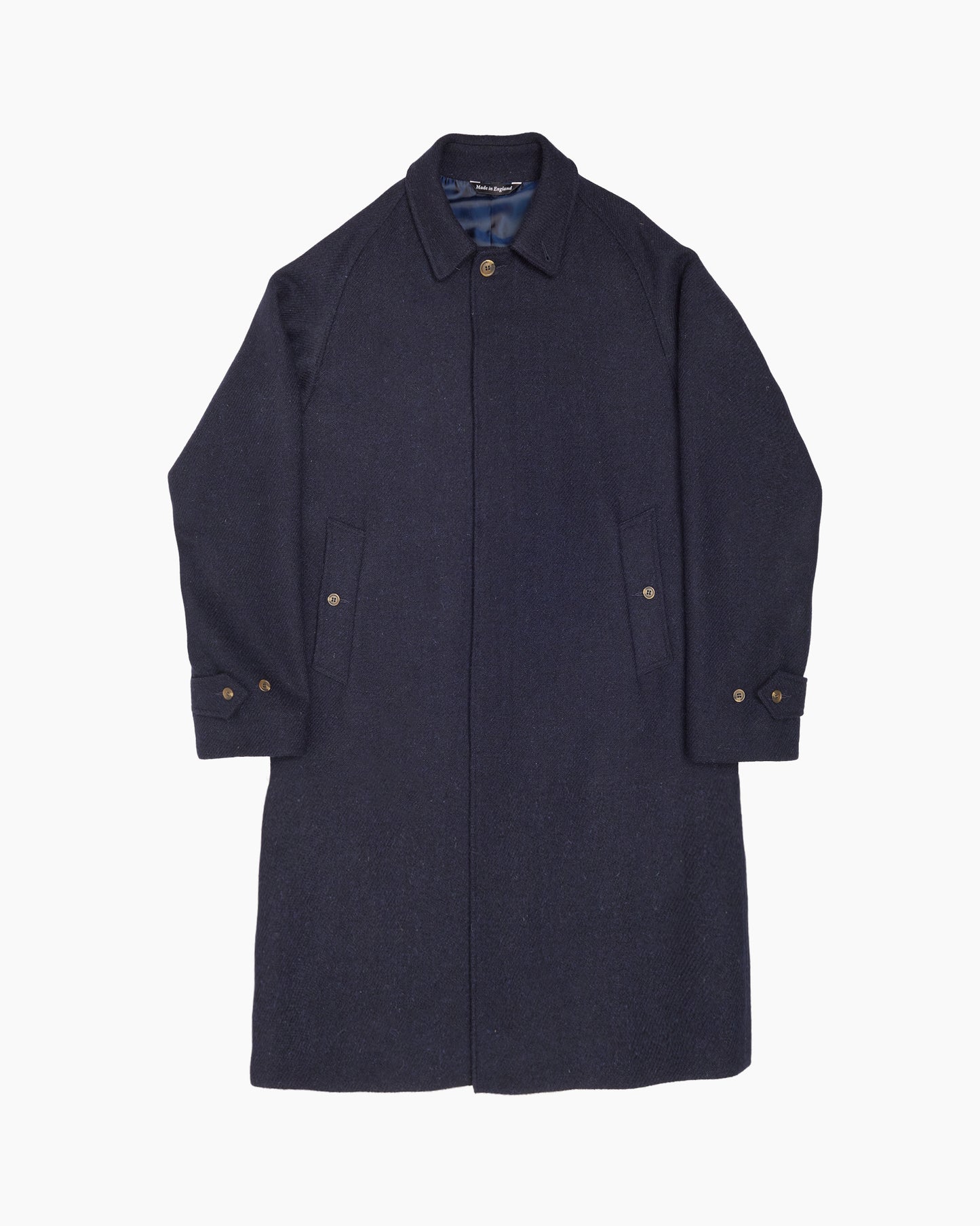 Full Length Navy Harris Tweed Overcoat