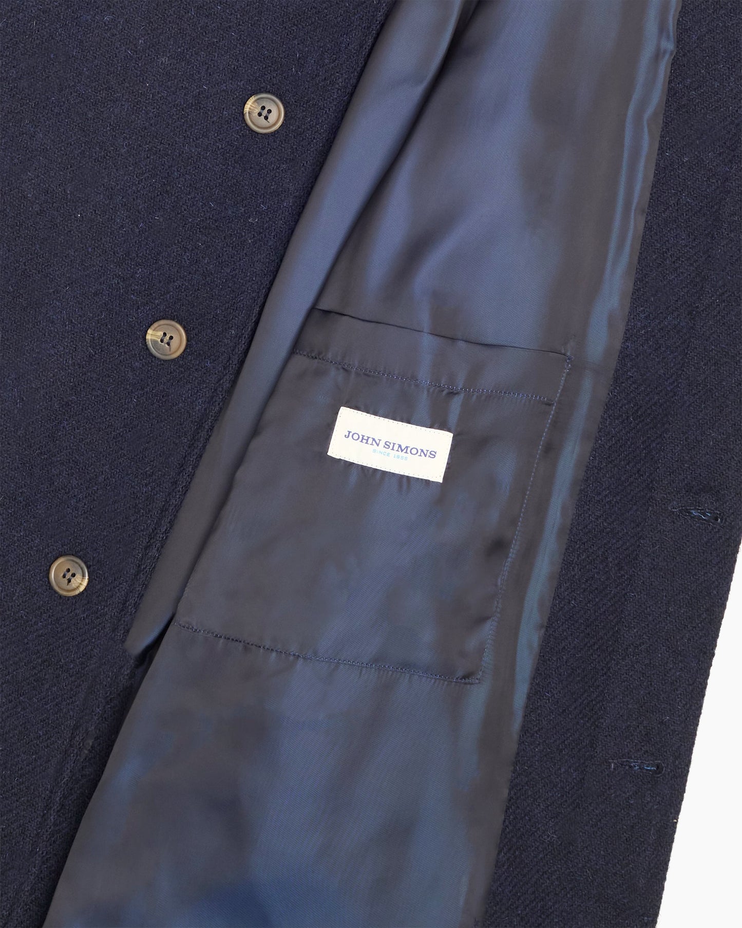 Full Length Navy Harris Tweed Overcoat