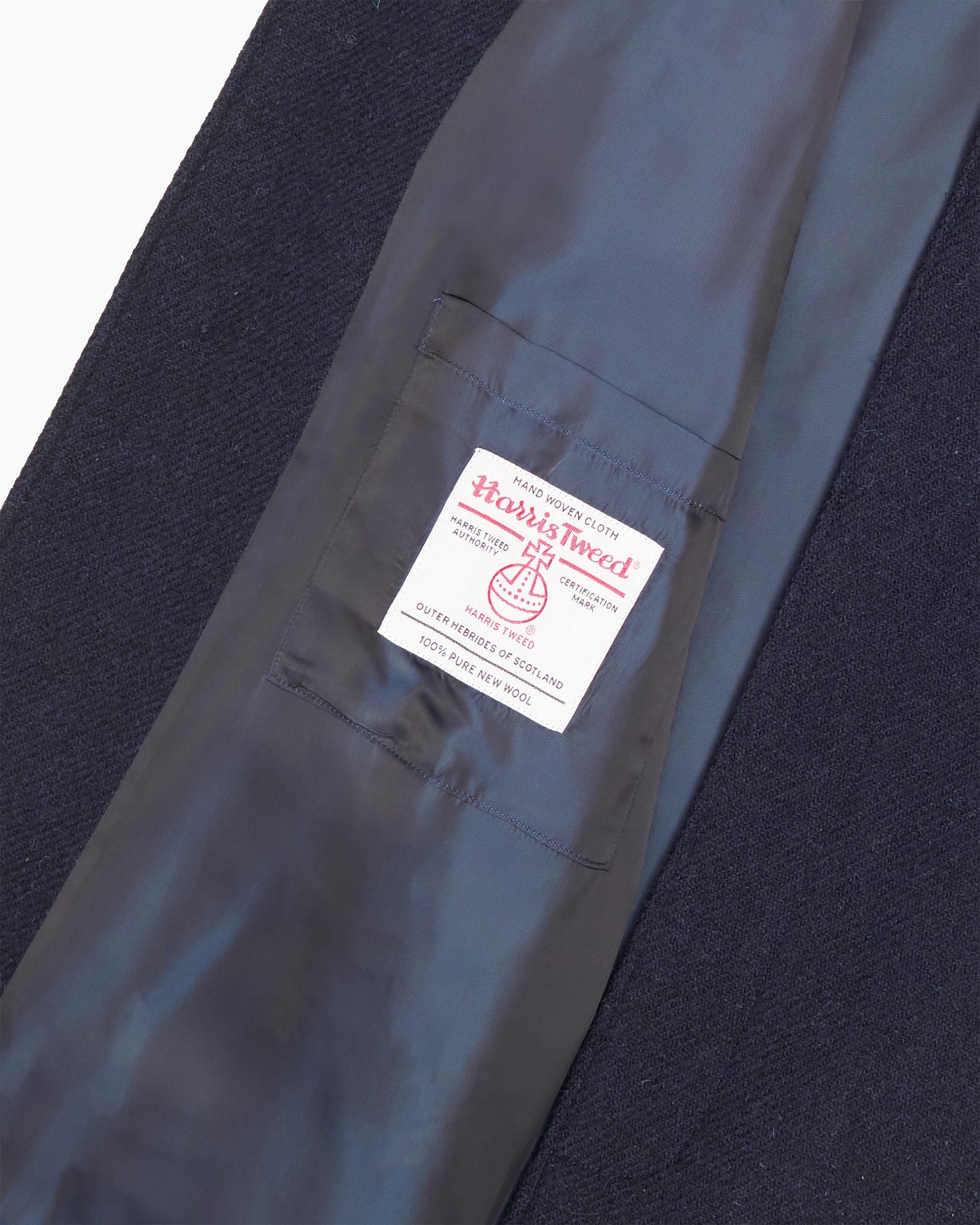 Full Length Navy Harris Tweed Overcoat