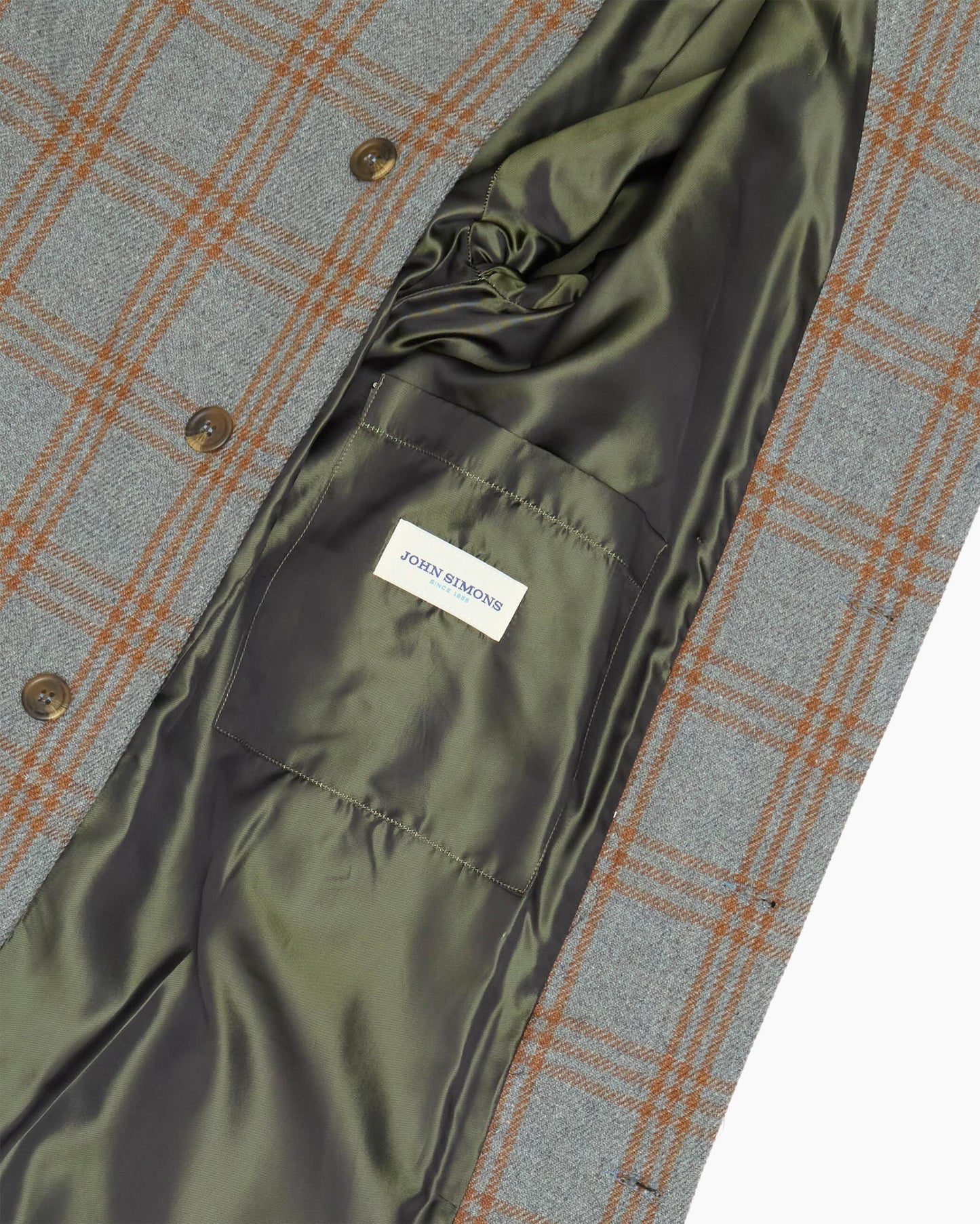 Archive Blue & Rust Overcheck Tweed Overcoat