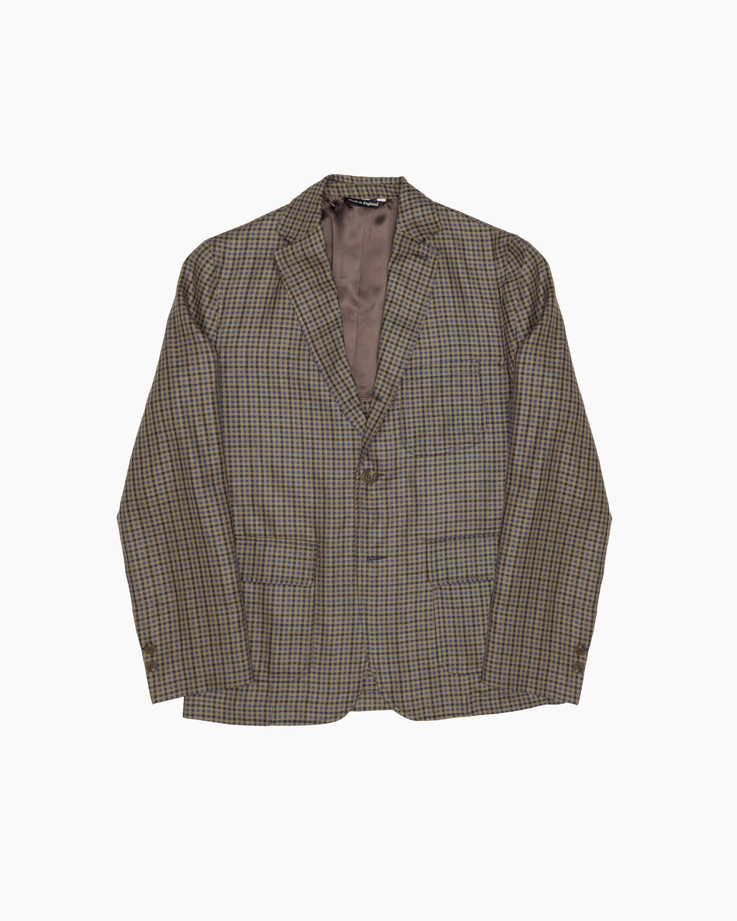 Blue Mini Check Wool & Linen Ivy Jacket