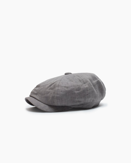Grey Herringbone Irish Linen Murphy Cap