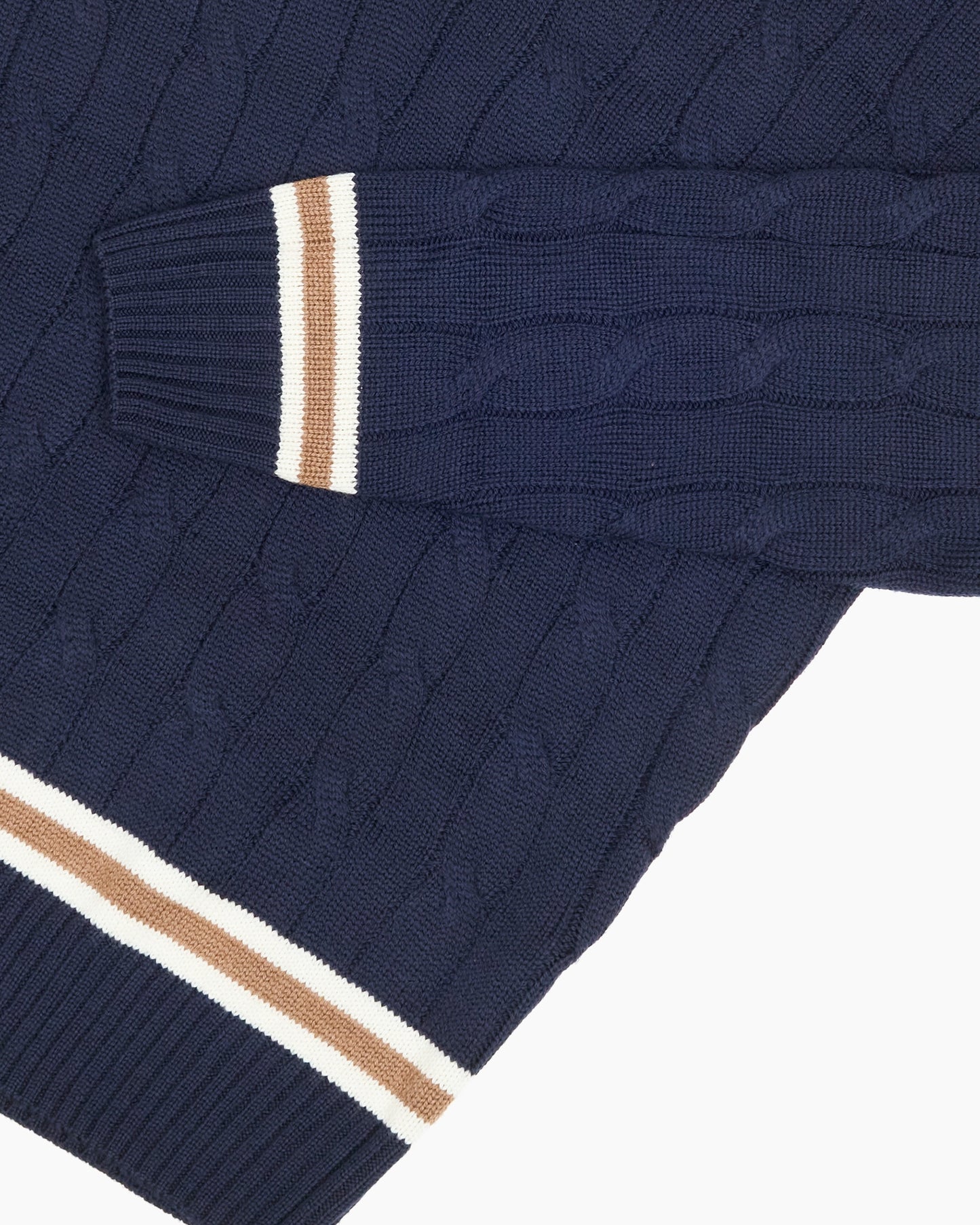 Navy Grafton Cricket Cable Knit Sweater