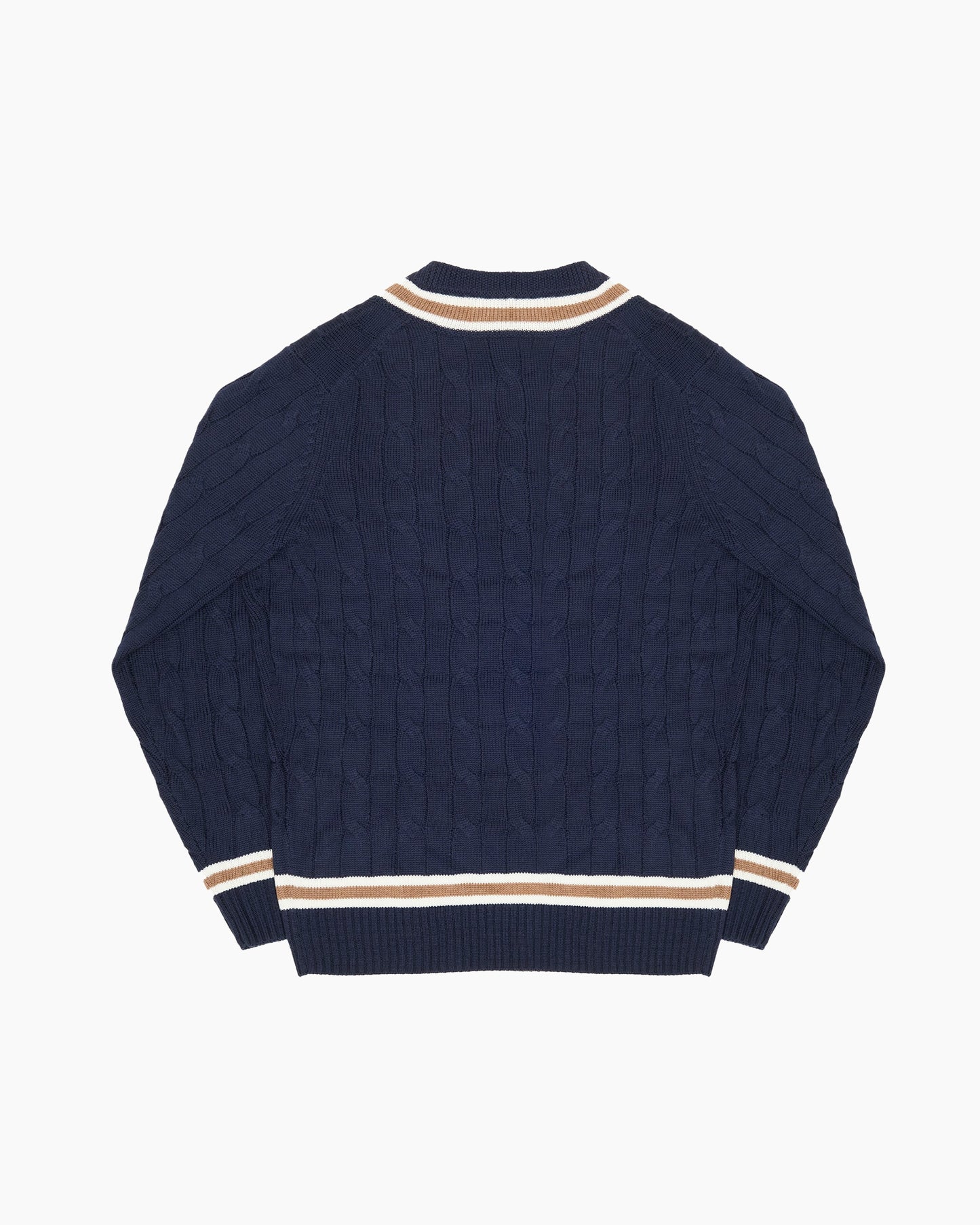 Navy Grafton Cricket Cable Knit Sweater