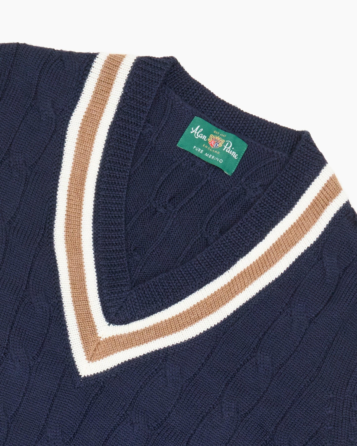 Navy Grafton Cricket Cable Knit Sweater