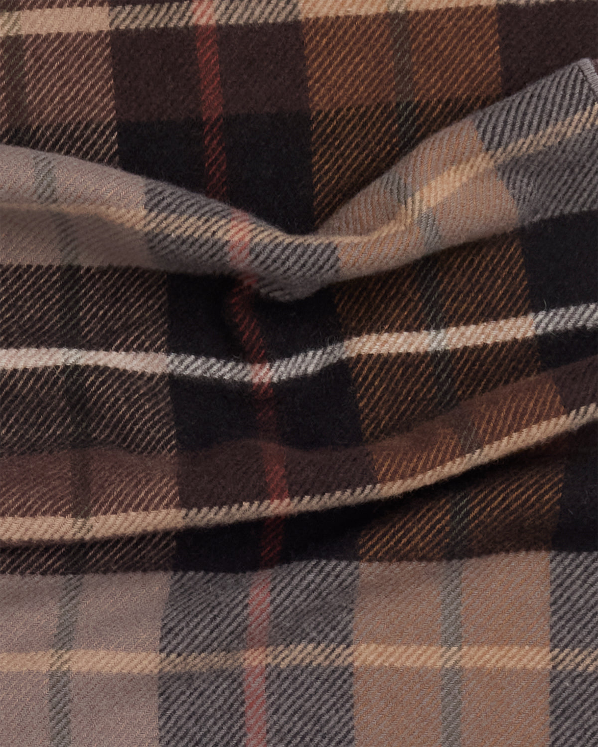 Brown Firbeck Wool Plaid Scarf