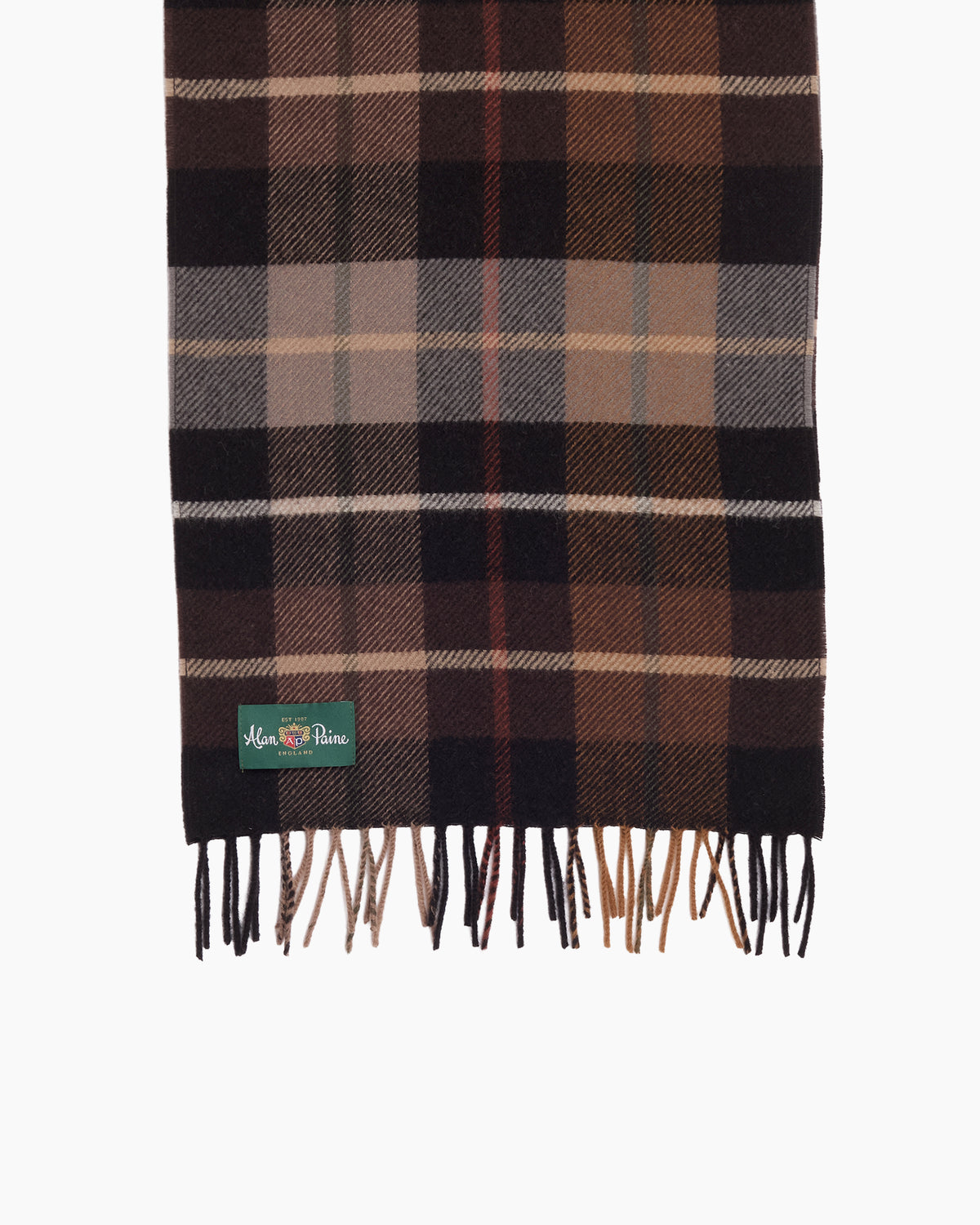 Brown Firbeck Wool Plaid Scarf