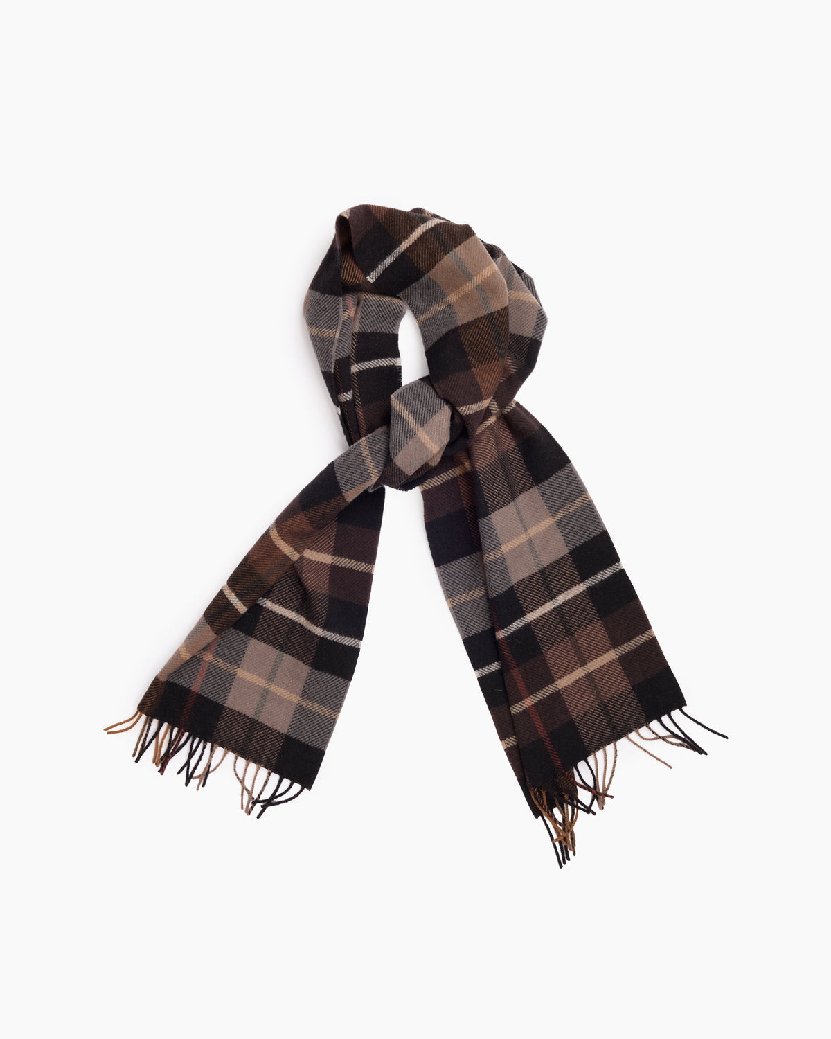Brown Firbeck Wool Plaid Scarf