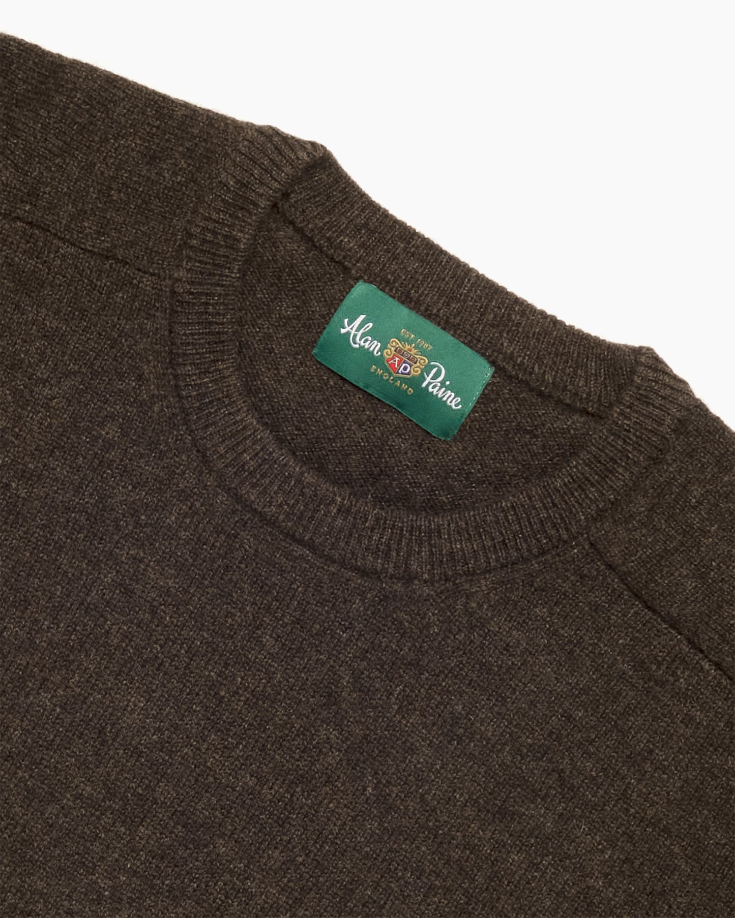 Cocoa Dorset Lambswool Saddle Shoulder Crew Neck
