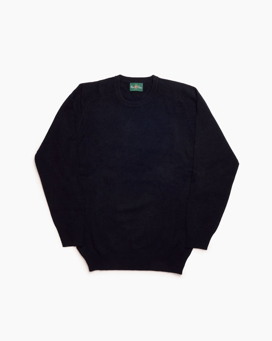 Navy Dorset Lambswool Saddle Shoulder Crew Neck