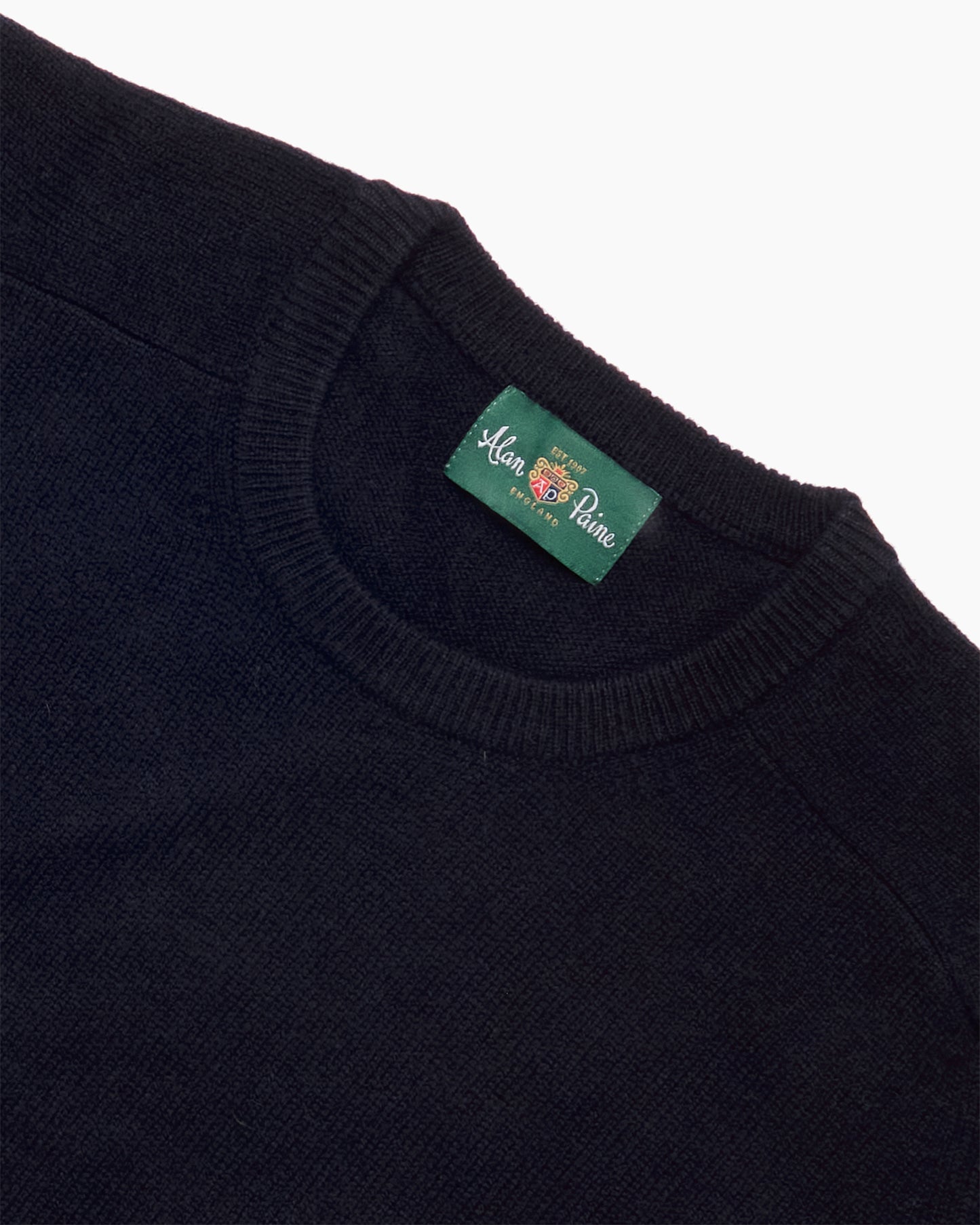 Navy Dorset Lambswool Saddle Shoulder Crew Neck