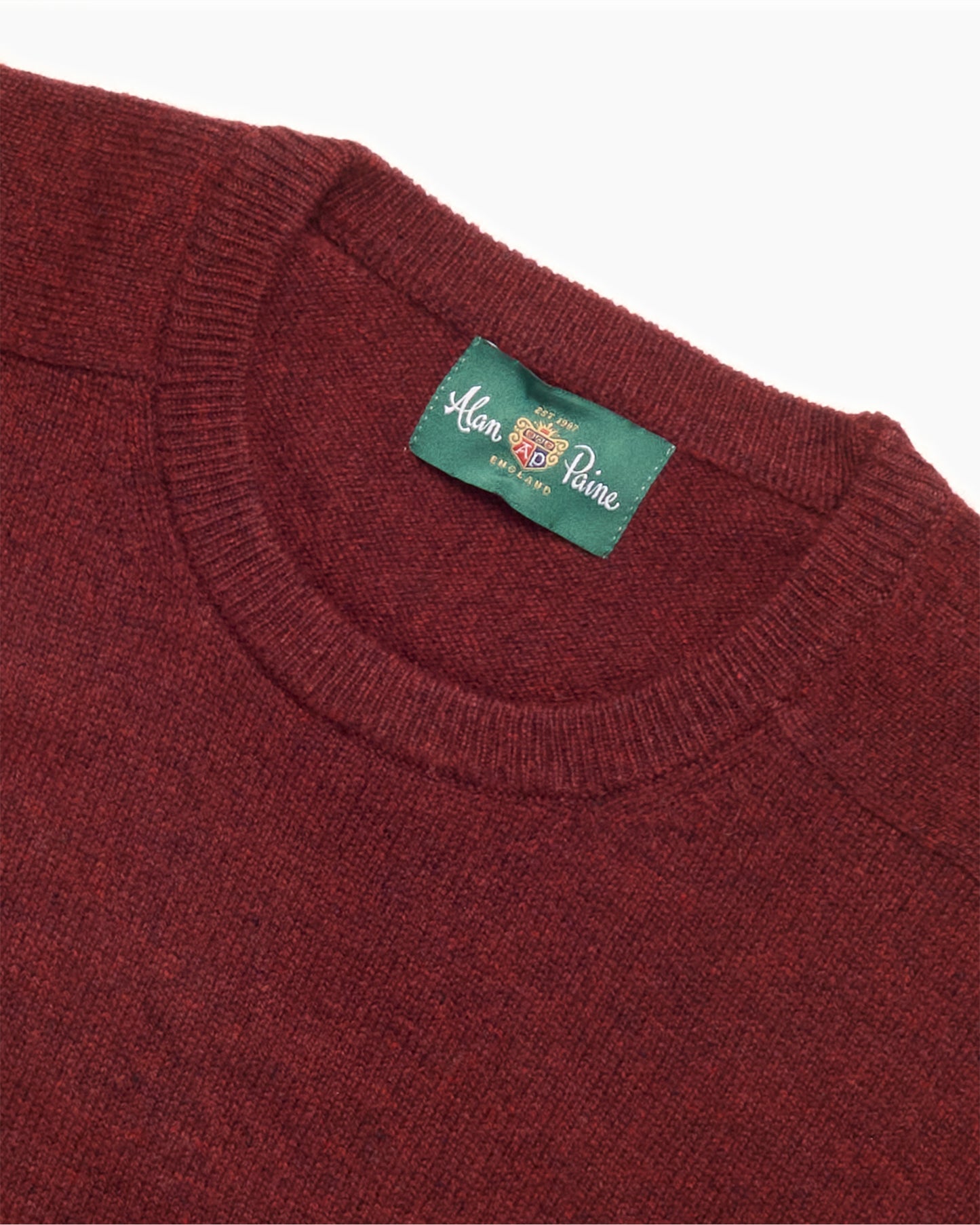 Red Velvet Dorset Lambswool Saddle Shoulder Crew Neck