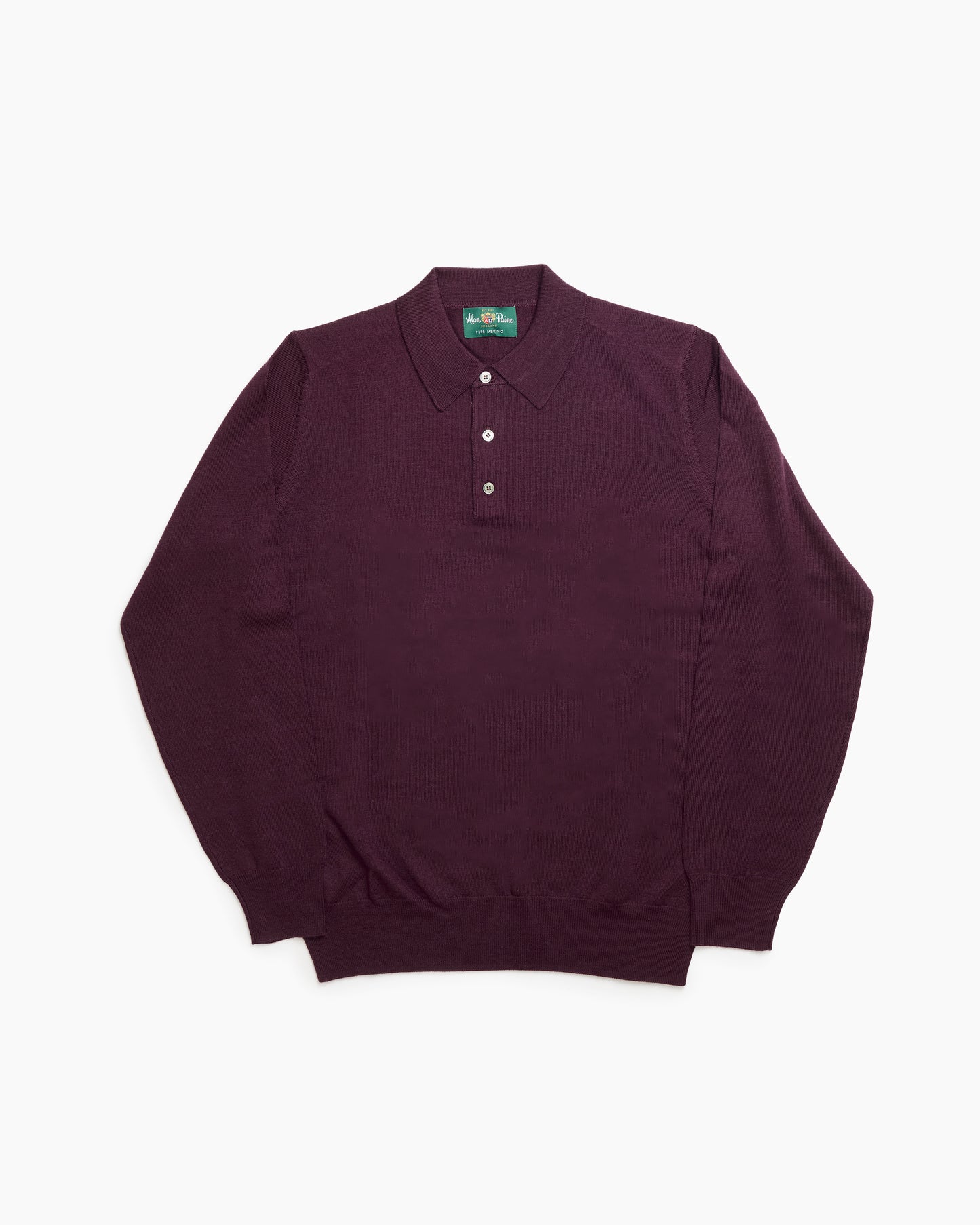 Black Grape Merino Wool Hindhead Polo Knit