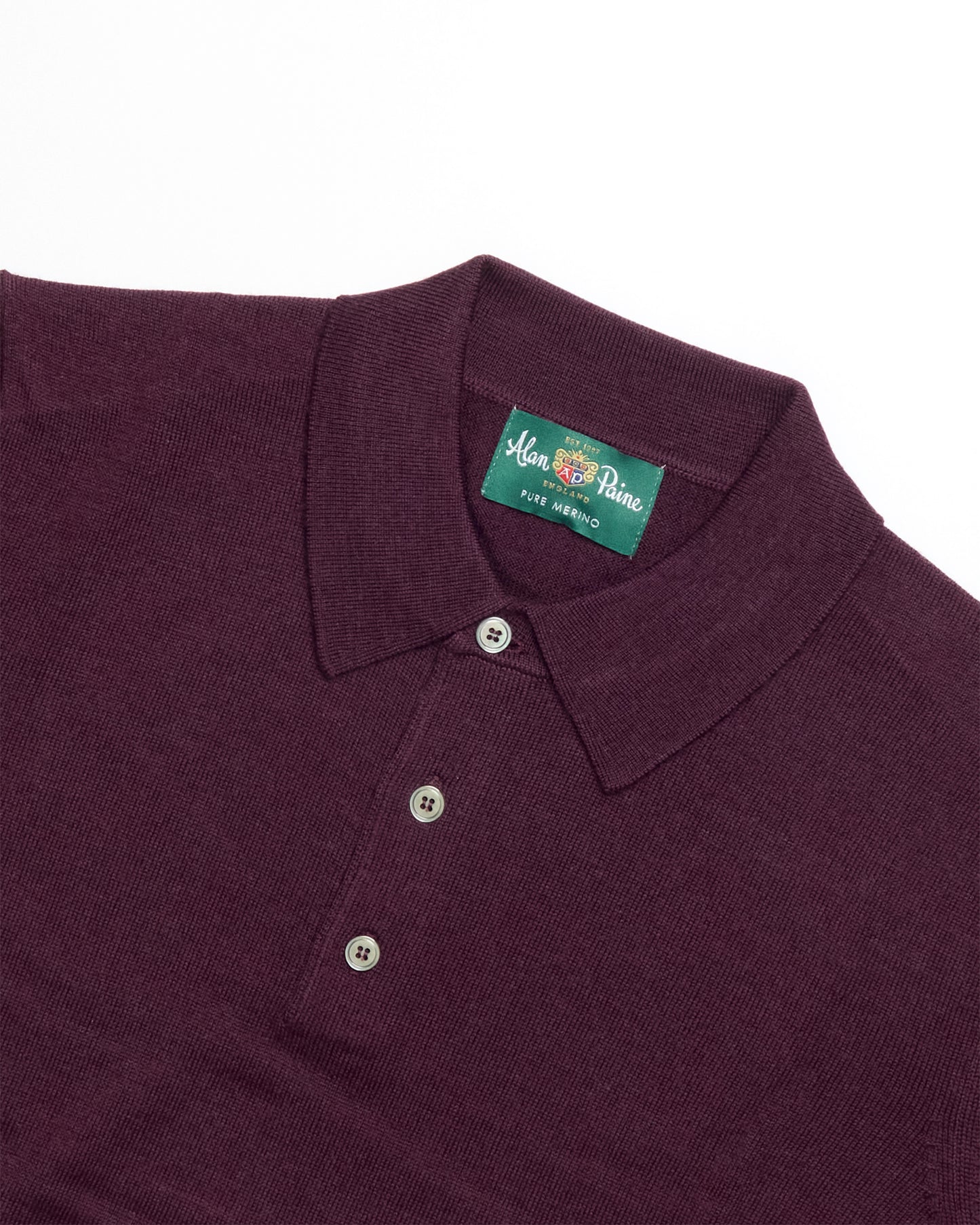 Black Grape Merino Wool Hindhead Polo Knit