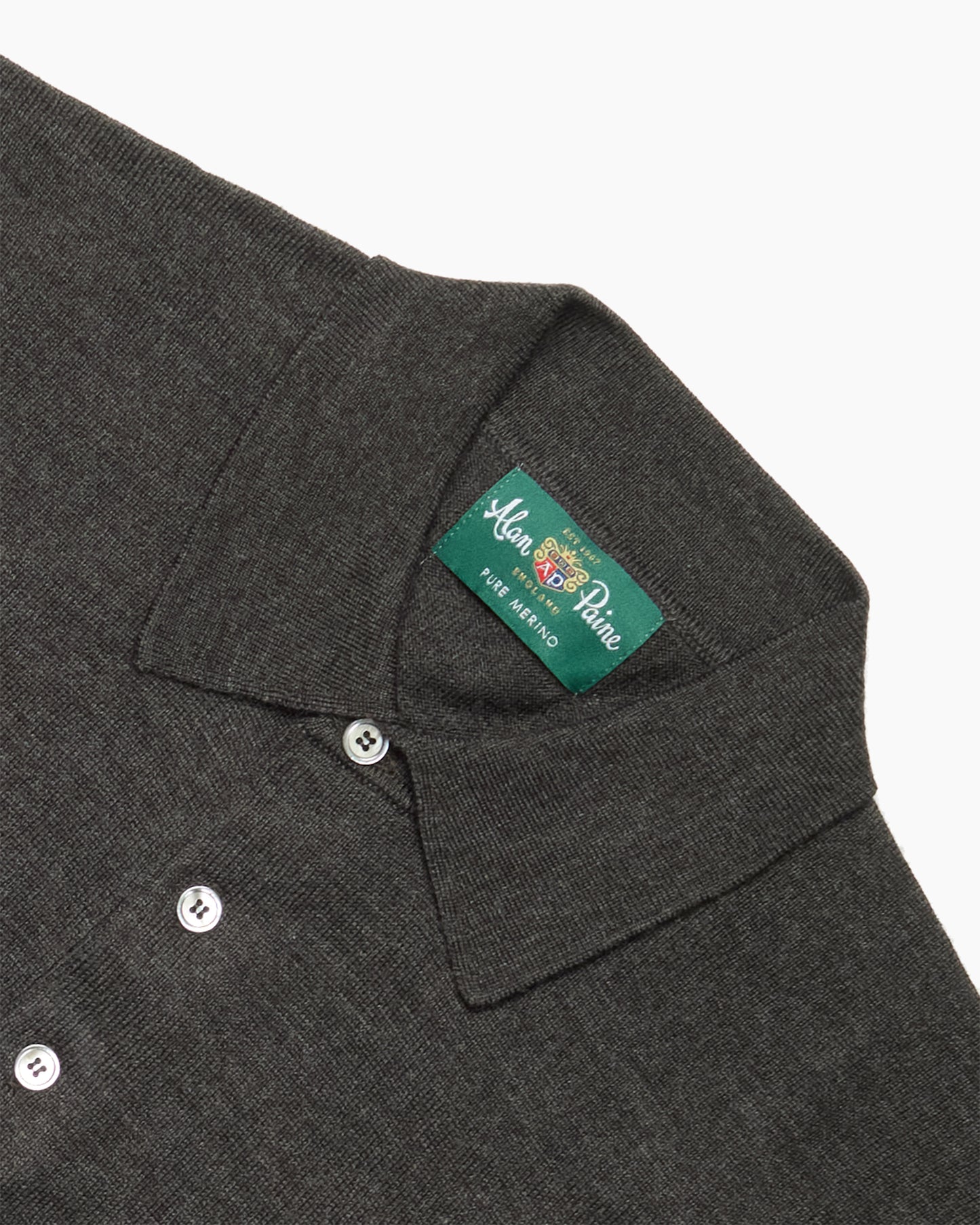 Dark Brown Wool Hindhead Polo Knit
