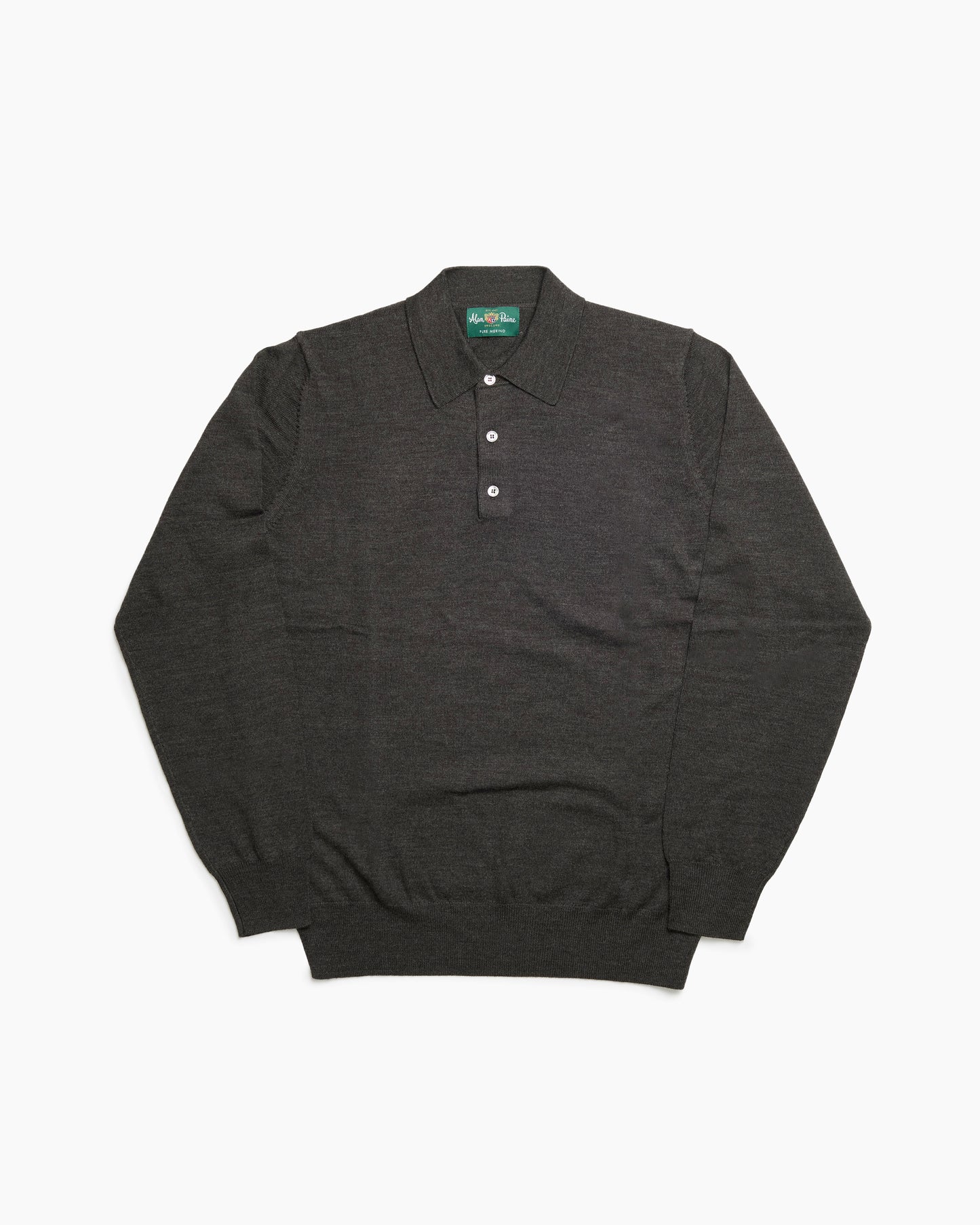 Dark Brown Wool Hindhead Polo Knit