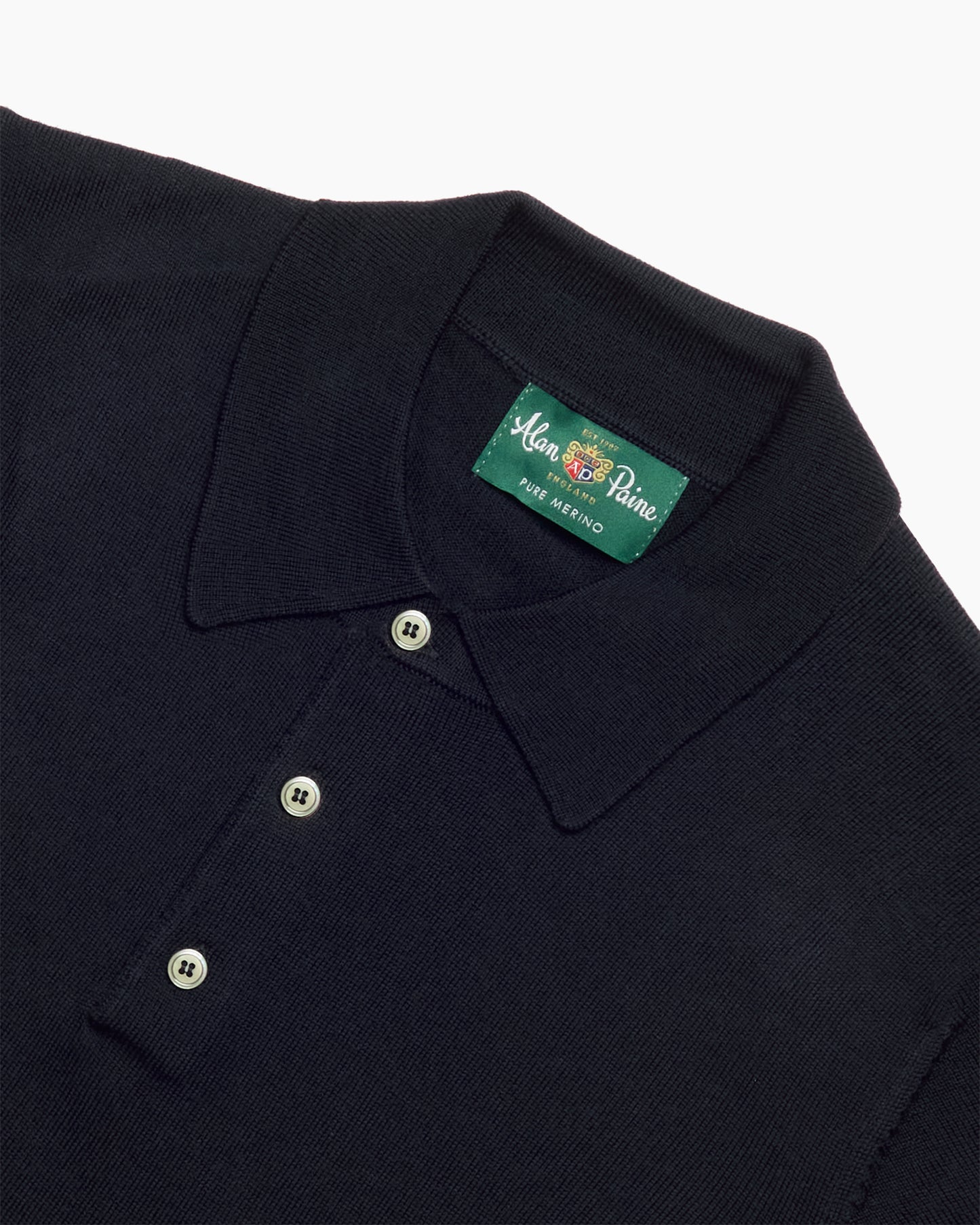Dark Navy Wool Hindhead Polo Knit