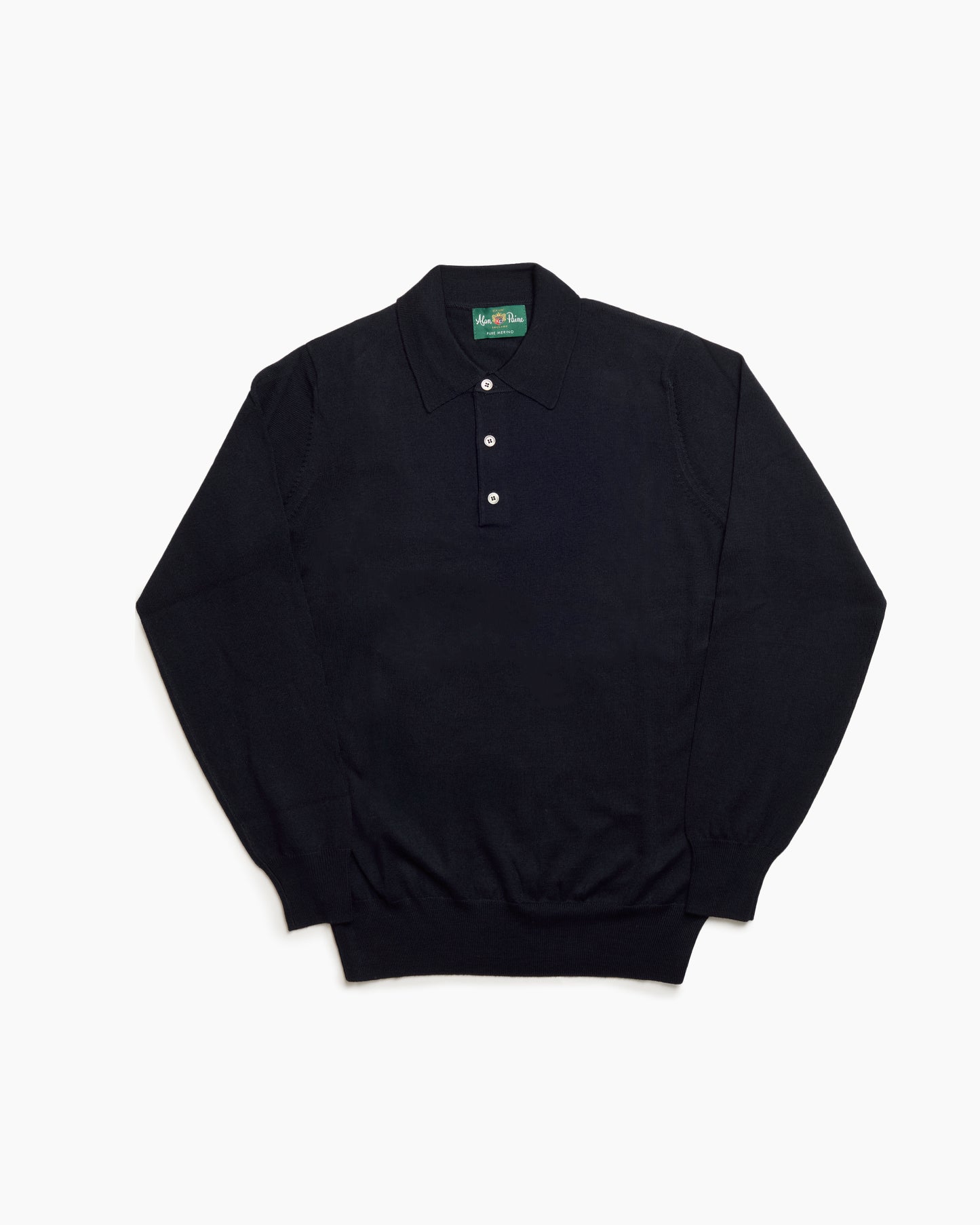 Dark Navy Wool Hindhead Polo Knit
