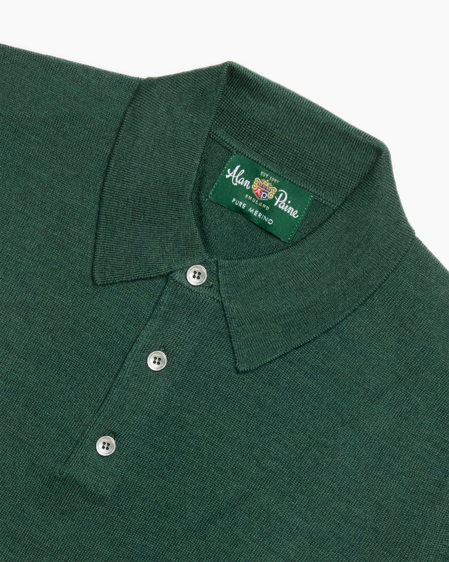 Hunter Green Wool Hindhead Polo Knit