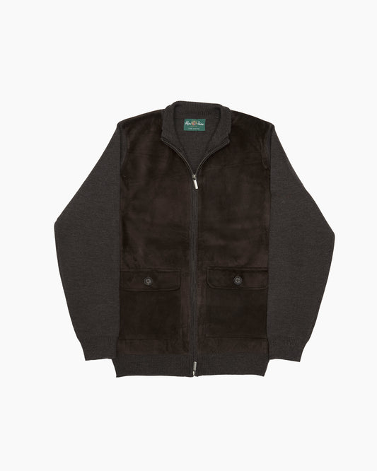 Brown Oakmoore Suede Zip Cardigan