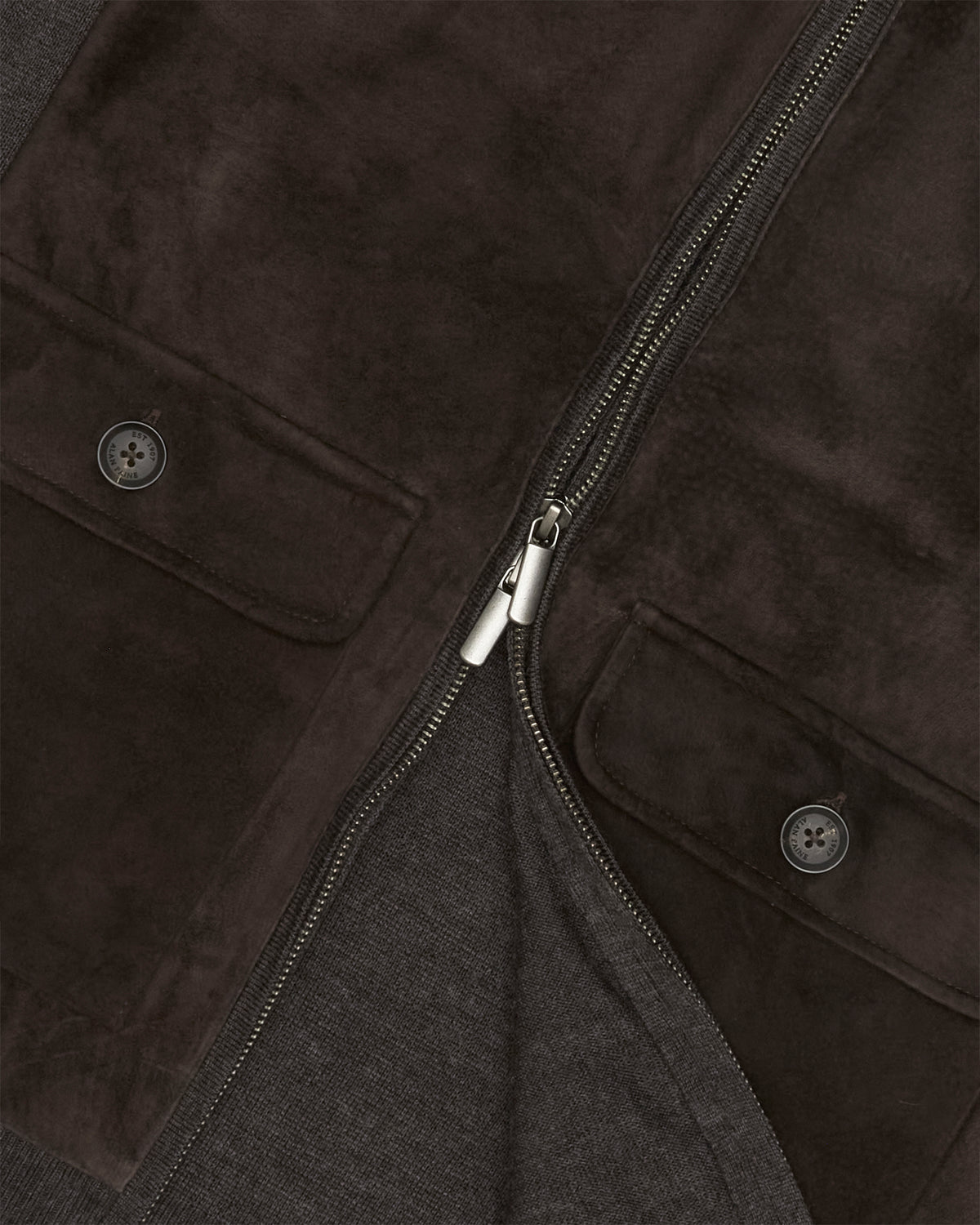 Brown Oakmoore Suede Zip Cardigan