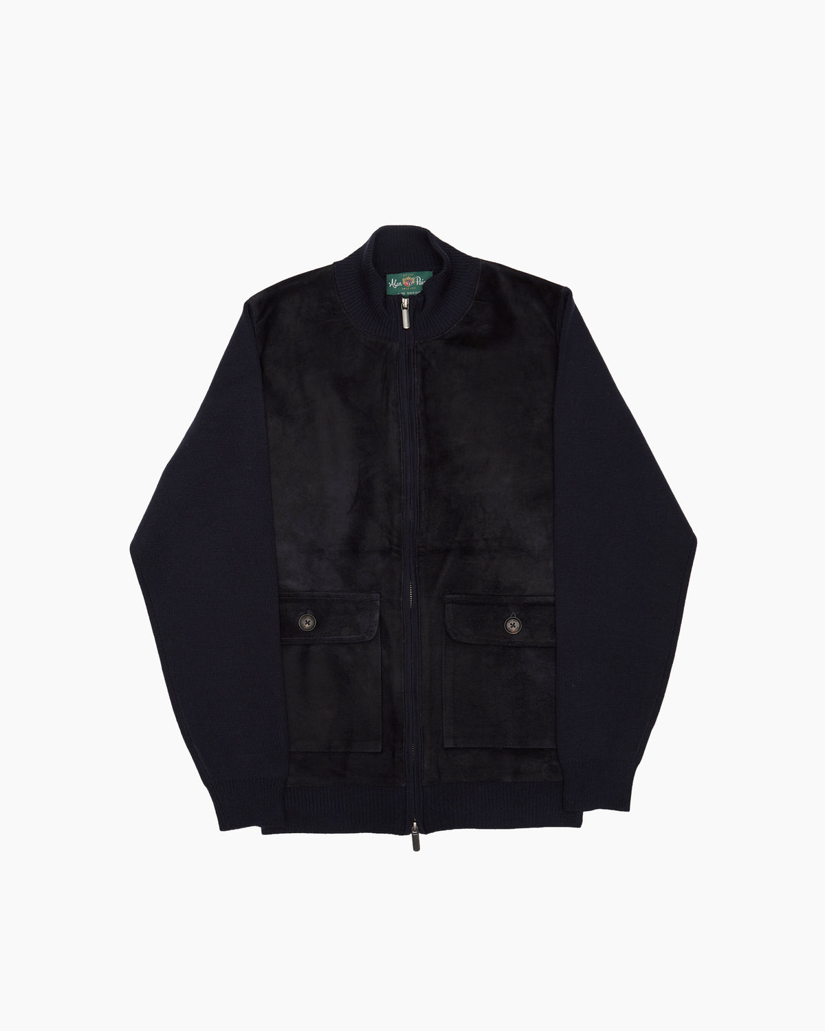Navy Oakmoore Suede Zip Cardigan