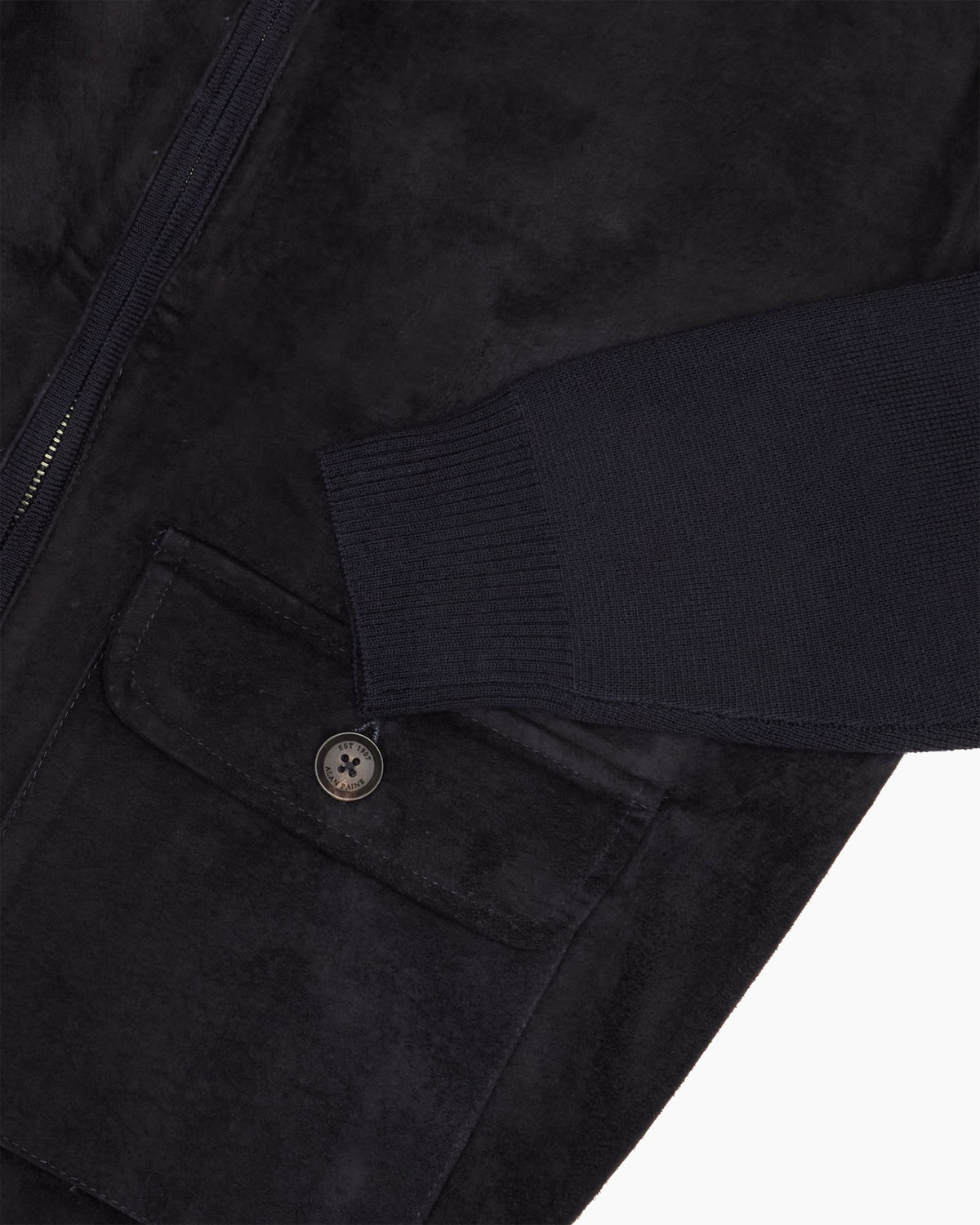 Navy Oakmoore Suede Zip Cardigan