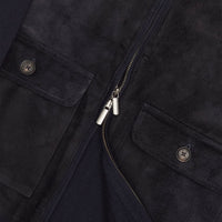 Navy Oakmoore Suede Zip Cardigan