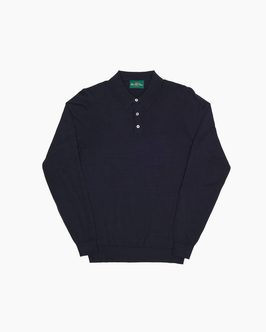 Dark Navy Mix Braddock Long Sleeve Polo Knit