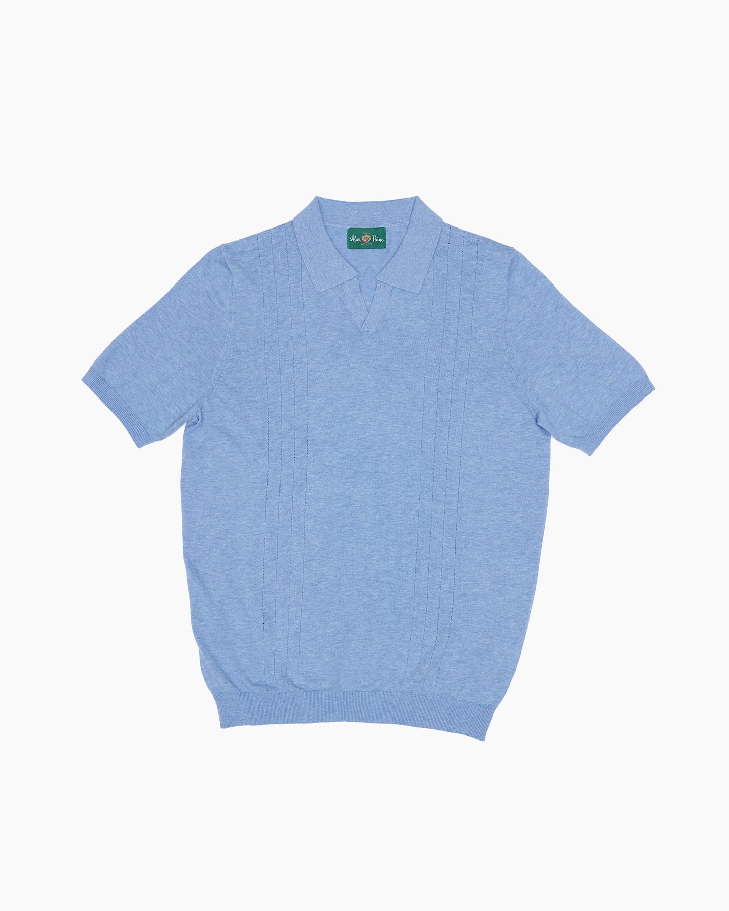 Carolina Blue Shipford Short Sleeve Open Collar Knit