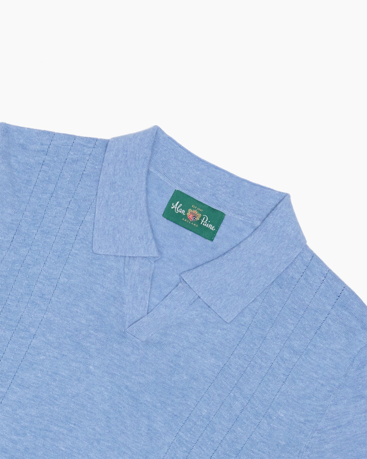 Carolina Blue Shipford Short Sleeve Open Collar Knit