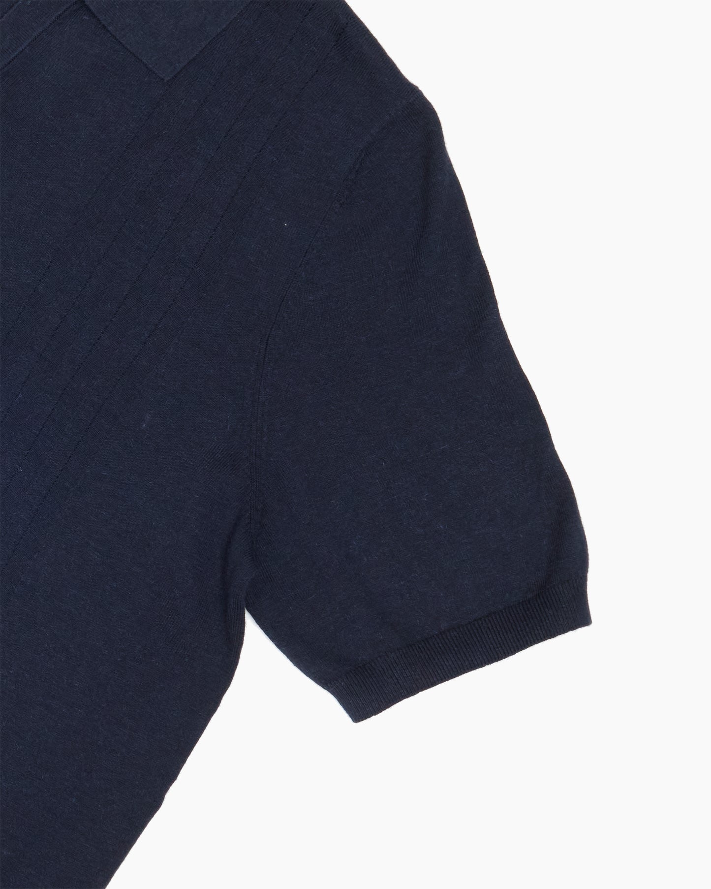 Dark Navy Shipford Short Sleeve Open Collar Knit