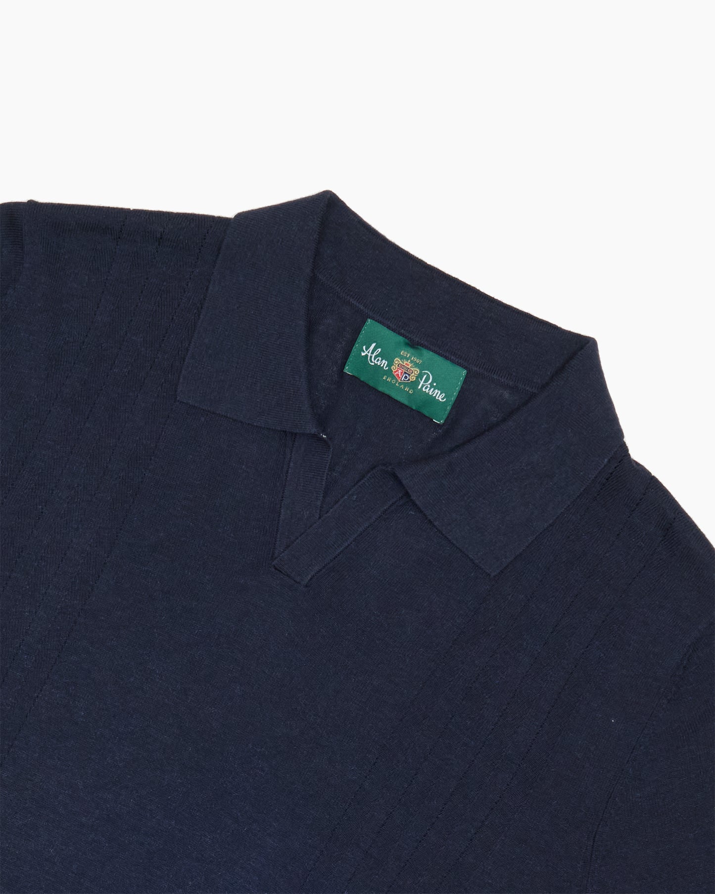 Dark Navy Shipford Short Sleeve Open Collar Knit