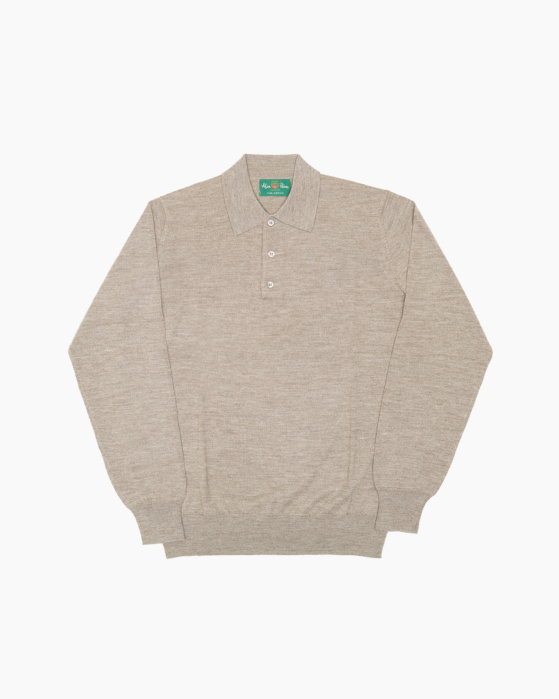 Mushroom Hindhead Merino Wool Polo Shirt – JOHN SIMONS