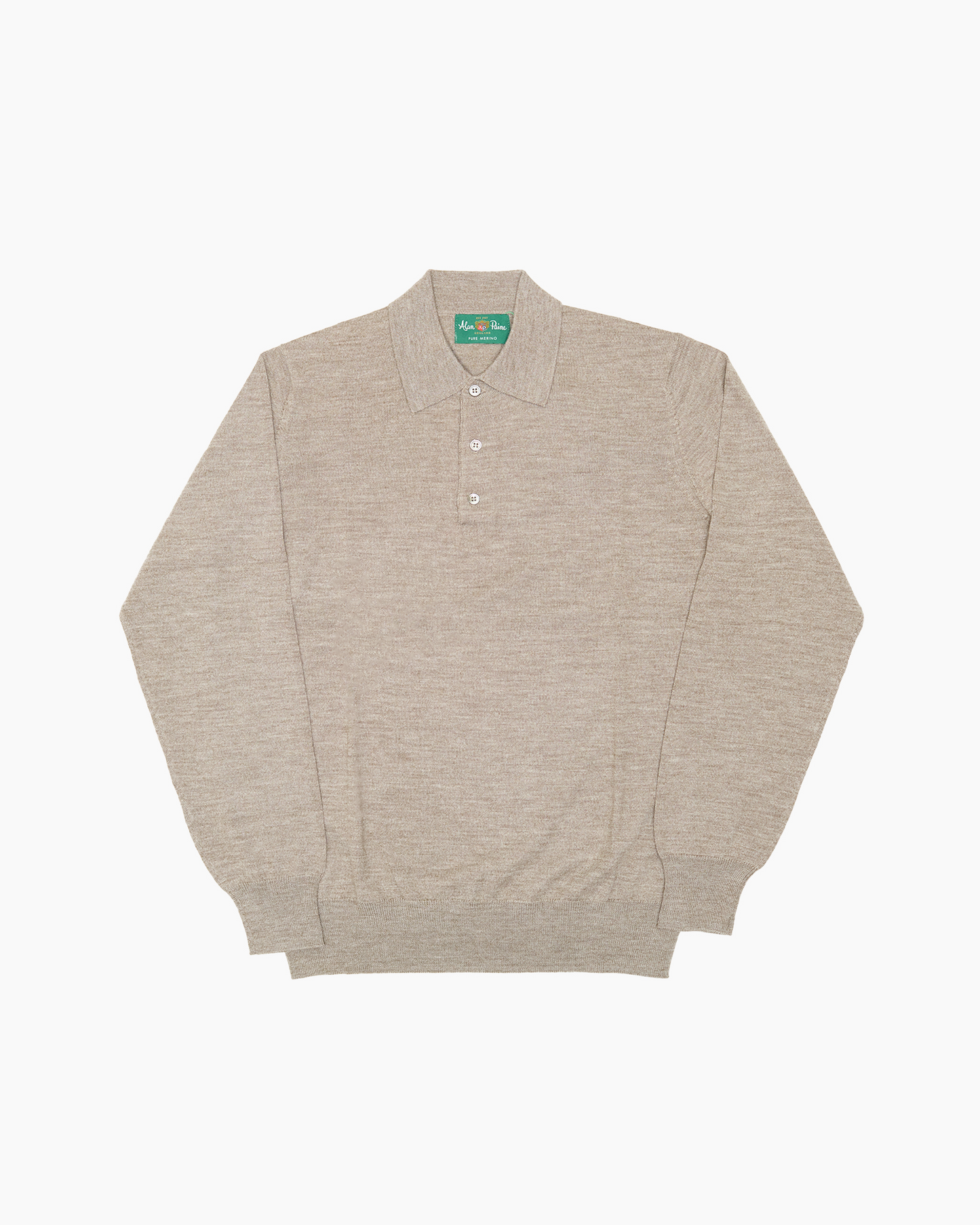 Mushroom Hindhead Merino Wool Polo Shirt