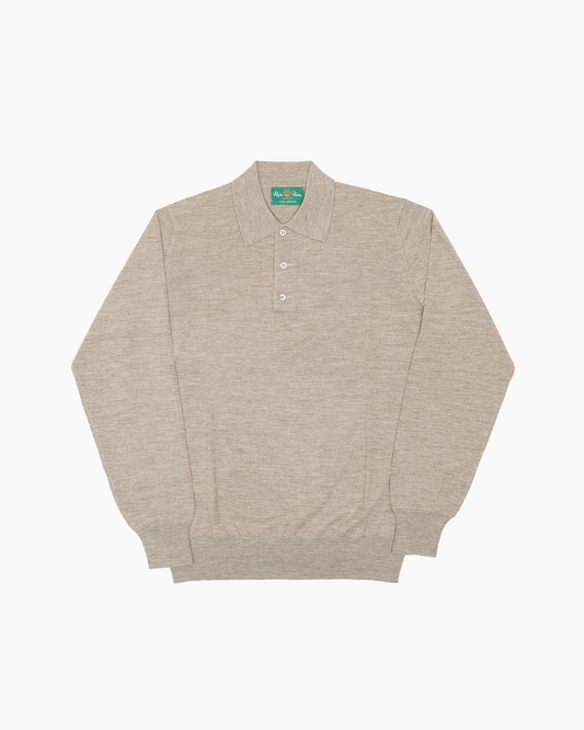 Mushroom Hindhead Merino Wool Polo Shirt