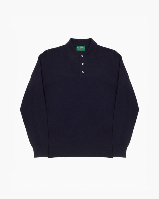 Navy Geelong Wool Treswell Polo Shirt