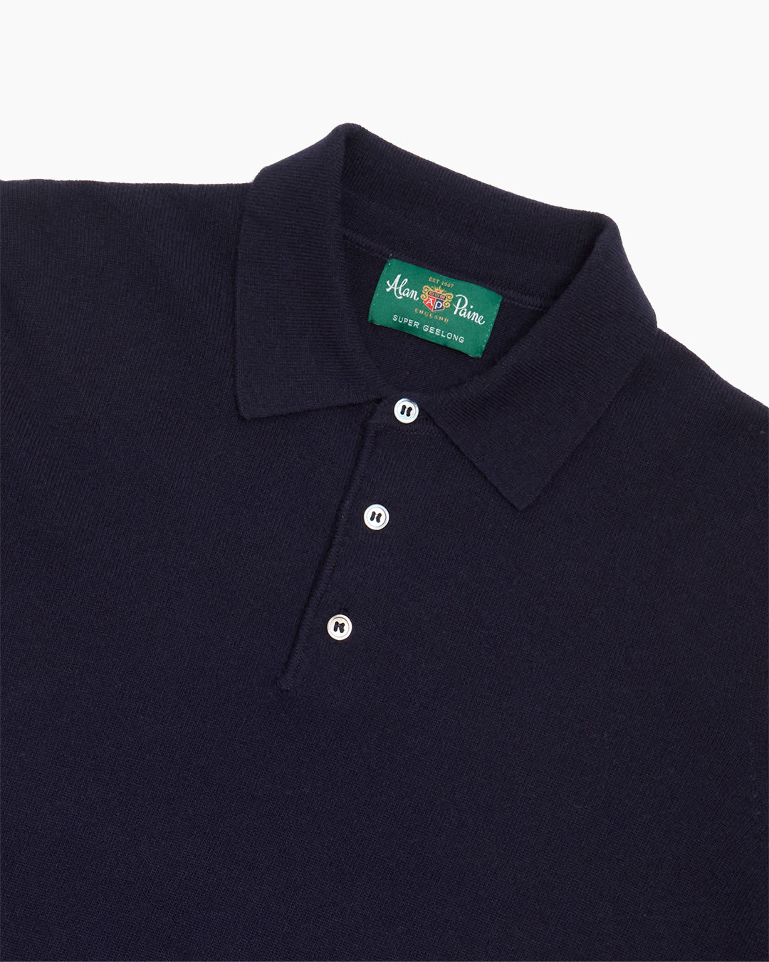 Navy Geelong Wool Treswell Polo Shirt