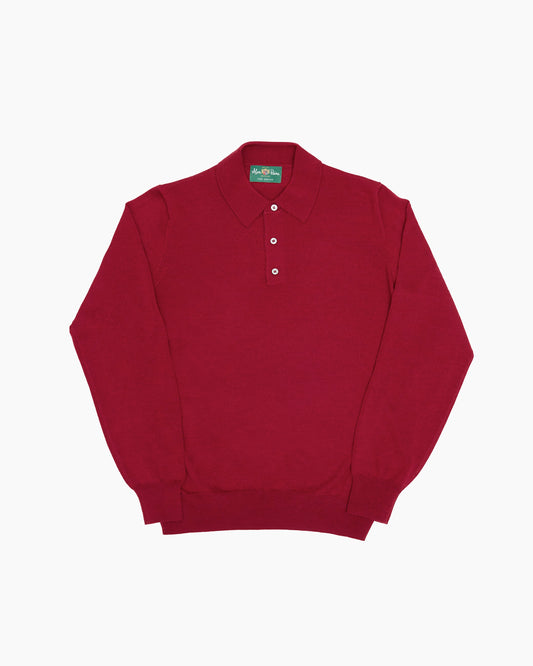 Carmine Red Merino Wool Hindhead Polo Shirt