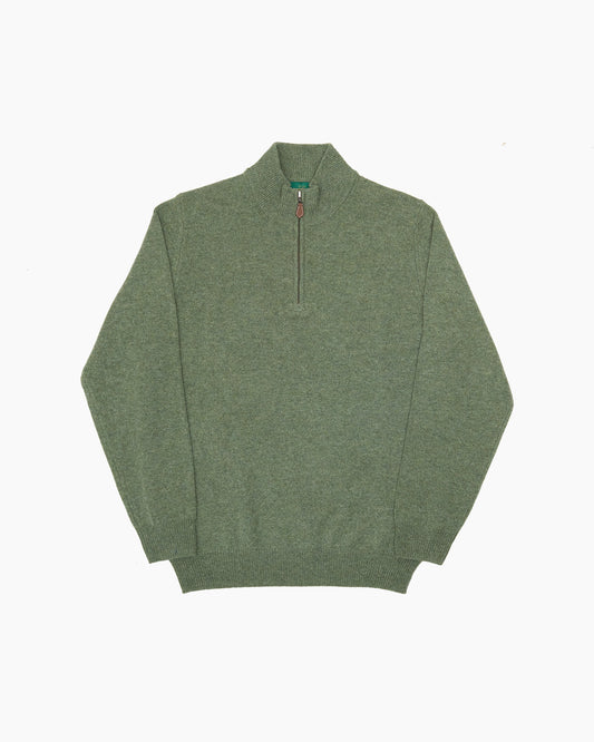 Green Sutherland Lambswool Quarter Zip