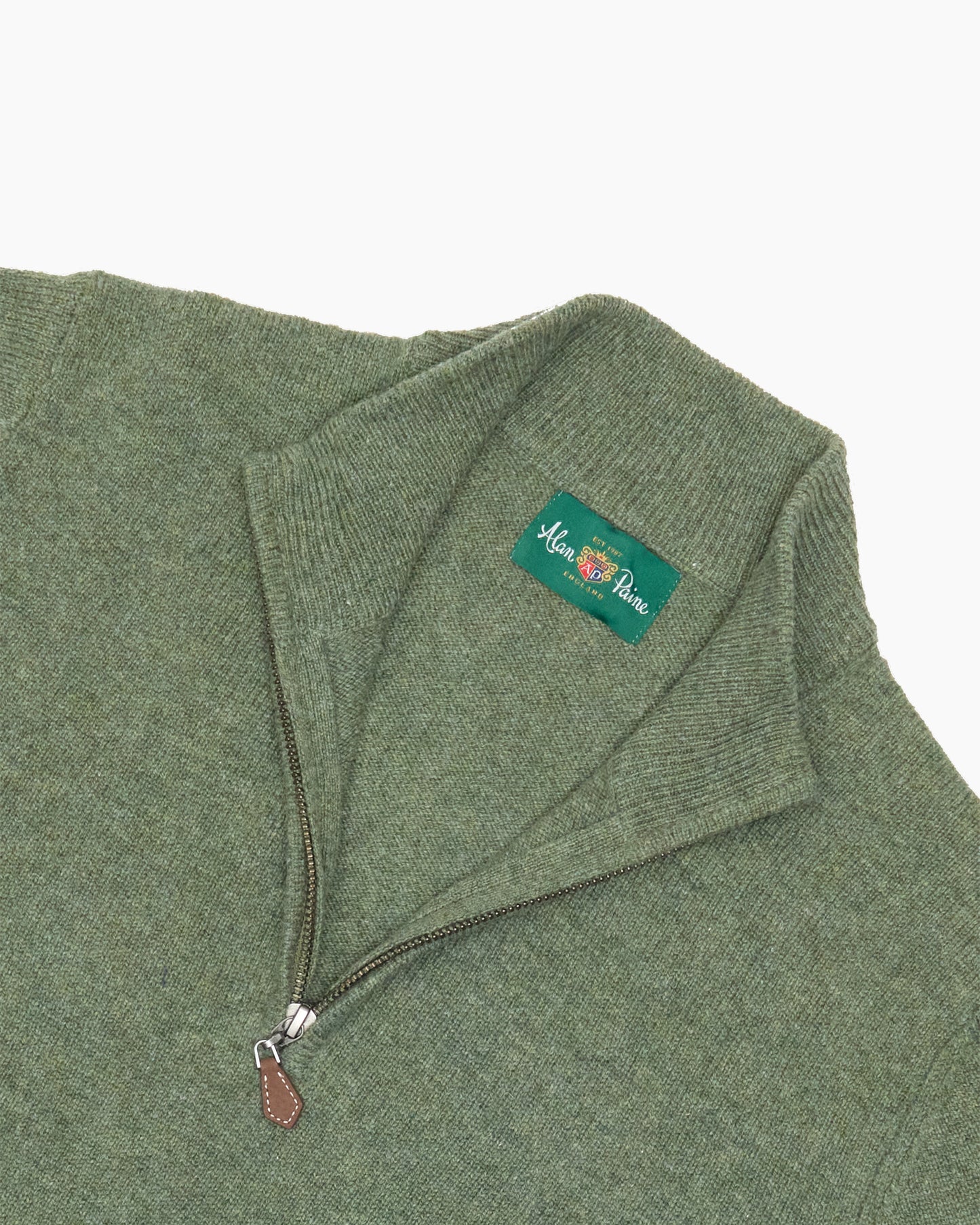 Green Sutherland Lambswool Quarter Zip